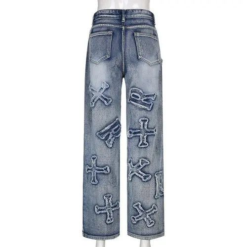 VIBE Jeans With Embroidered Letters Size 28" / US 6 / IT 42 - 2 Thumbnail