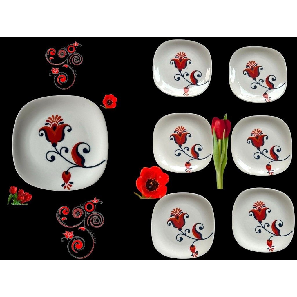 Handmade × Vintage VTG 70s Block Langenthal Transition Bread Plates 6 piece Red Size ONE SIZE - 1 Thumbnail