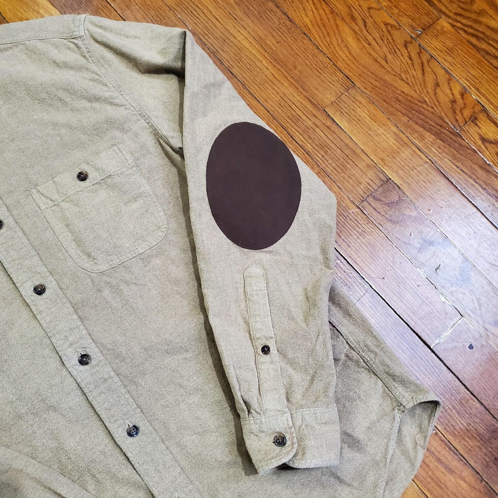 J.Crew J. Crew Shirt Mens Medium Beige Elbow Patch Button-Down Long Sleeve Casual Shirt Size US M / EU 48-50 / 2 - 3 Thumbnail