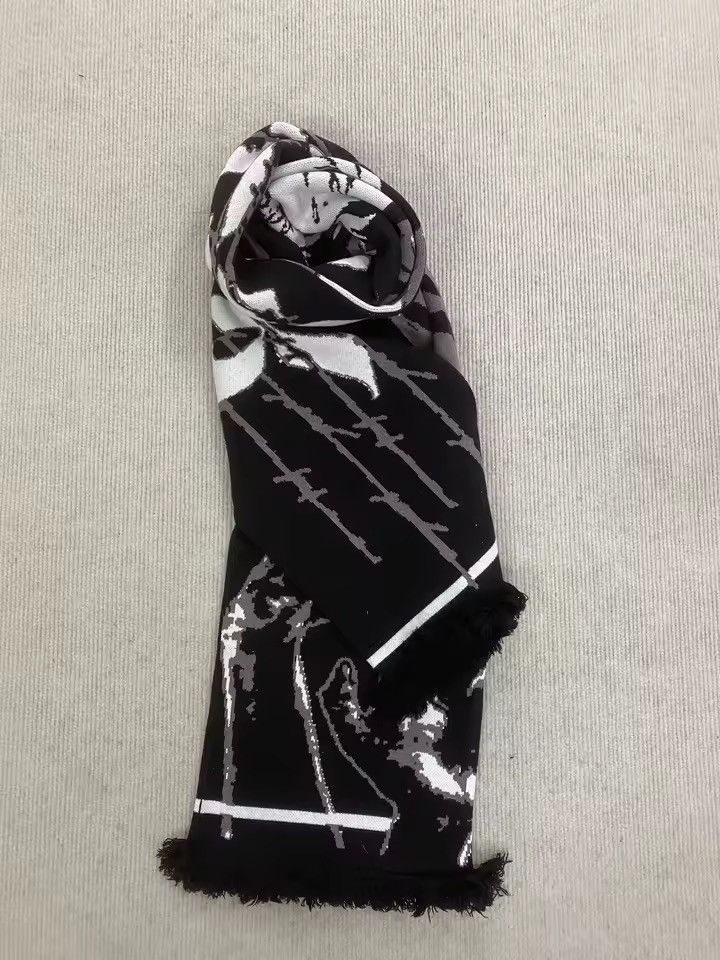 Japanese Brand Anime Cartoon Double Sided Y2k Printed Scarf Size ONE SIZE - 6 Thumbnail