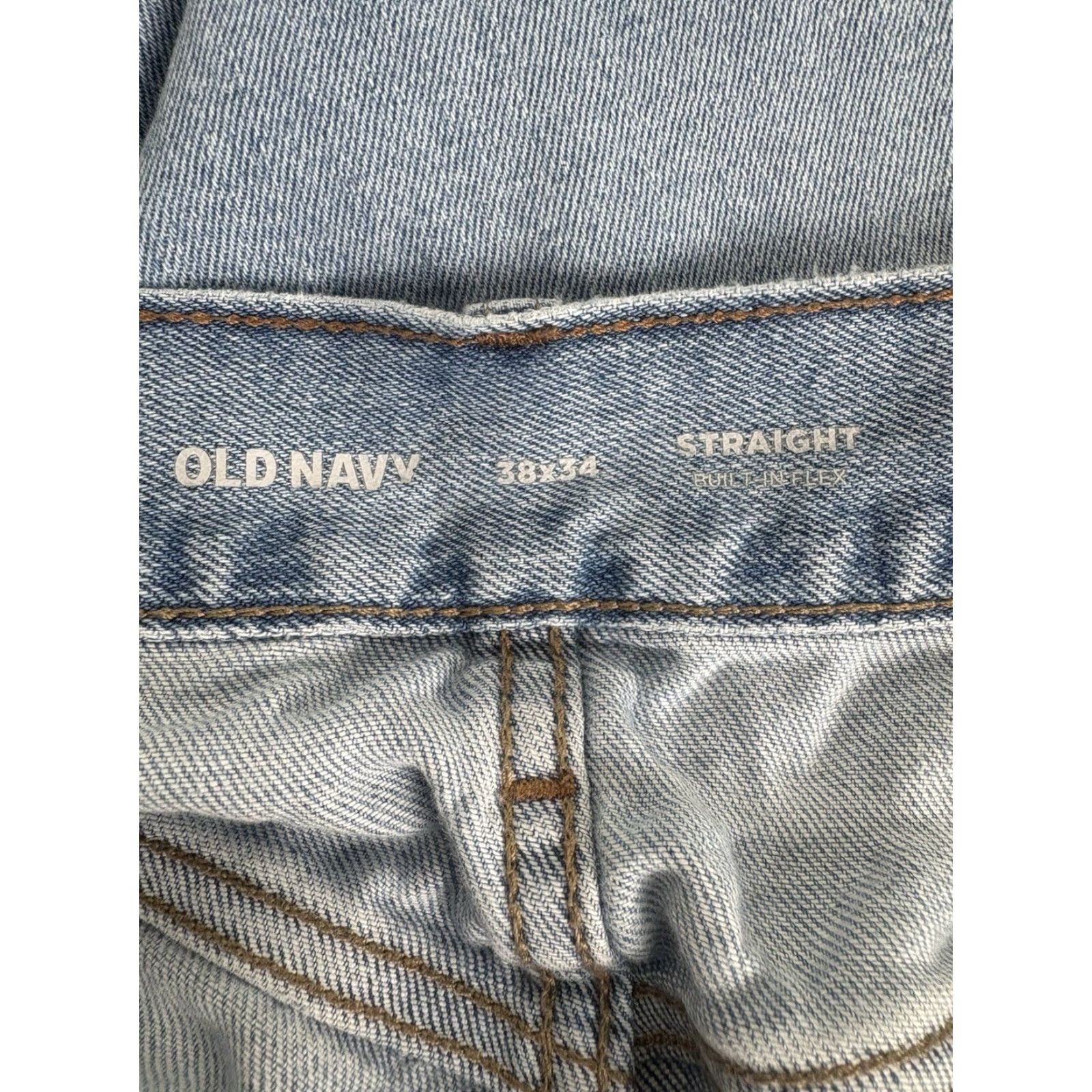 Old Navy Old Navy Built In Flex Jeans Men's Regular 38X34 Light Wash Blue Straight Fit Stretch Retro Grunge Size US 38 / EU 54 - 7 Thumbnail
