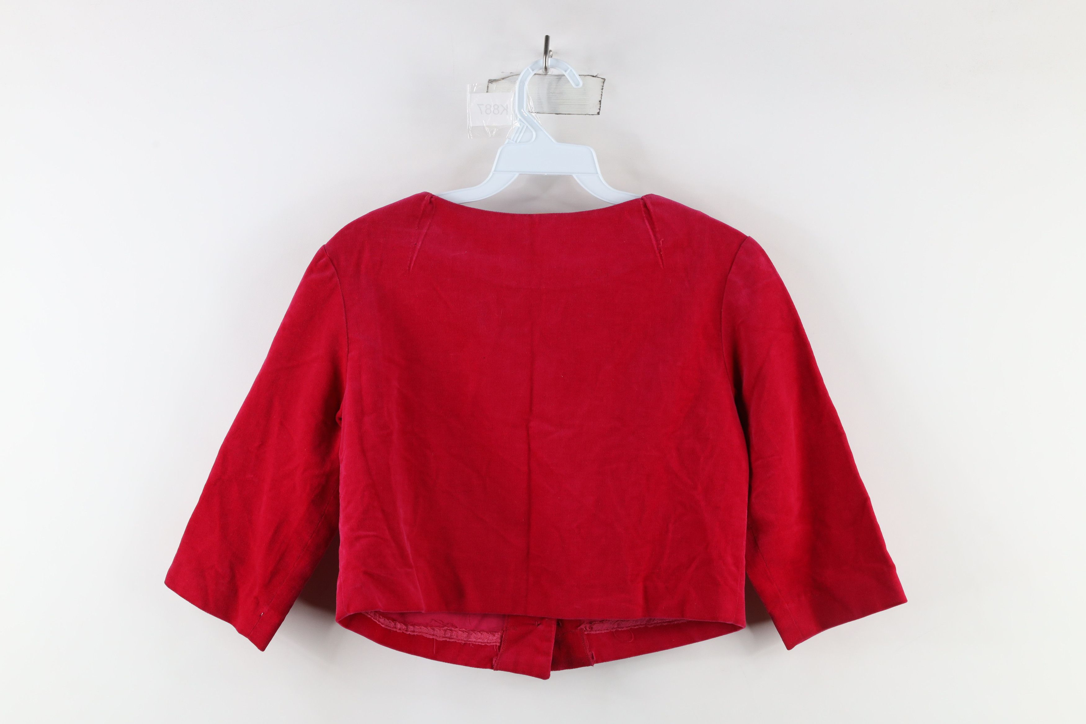 Vintage Vintage 50s Rockabilly Velour Cropped Button Jacket Pink USA Size L / US 10 / IT 46 - 8 Thumbnail