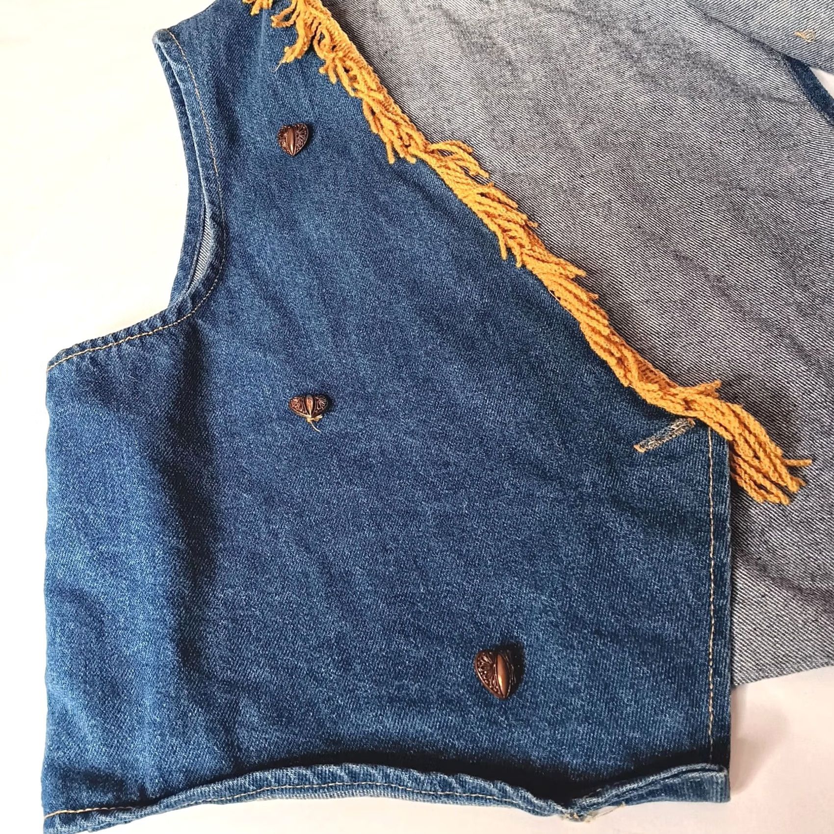 Cherokee VINTAGE Cherokee Western Vest Women Fringe Denim Blue Large L Sleeveless Buttoned Vest Size L / US 10 / IT 46 - 7 Thumbnail