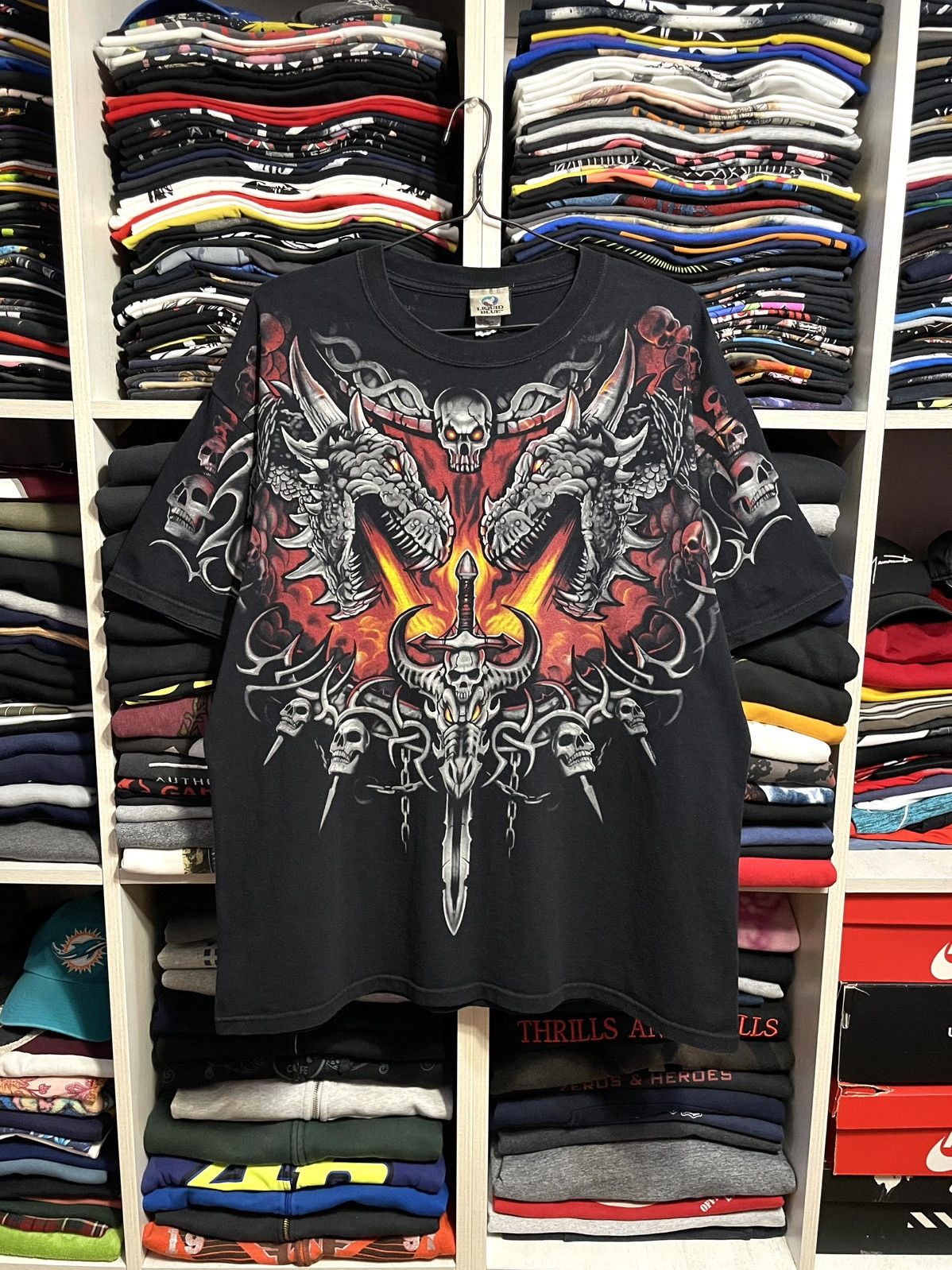 Liquid Blue Vintage 00s Liquid Blue Dragon Sword All Over Print T-Shirt Size US XL / EU 56 / 4 - 1 Thumbnail