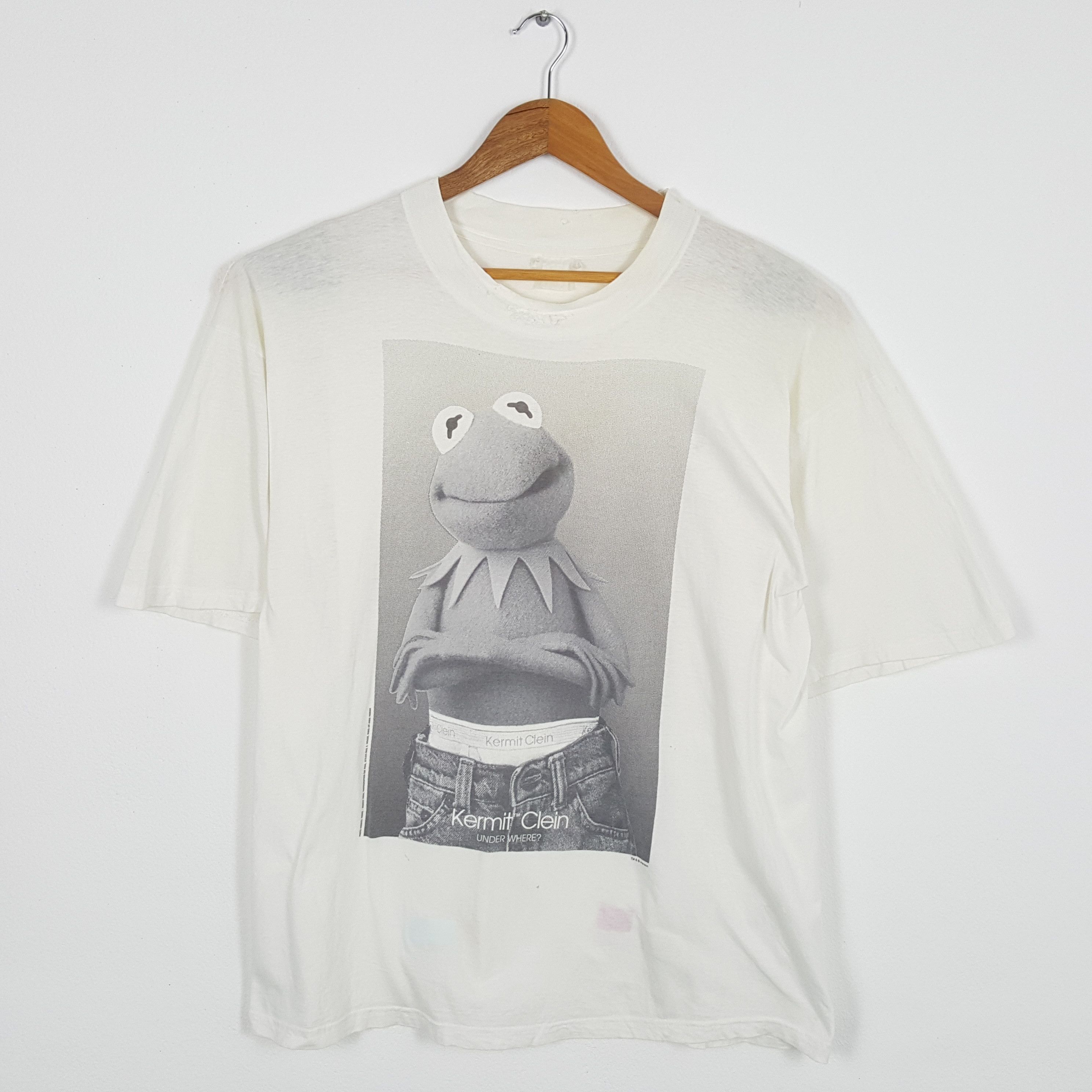 image of Calvin Klein x Vintage 90's Kermit Clein Parody Style T-Shirts in White, Men's (Size XL)