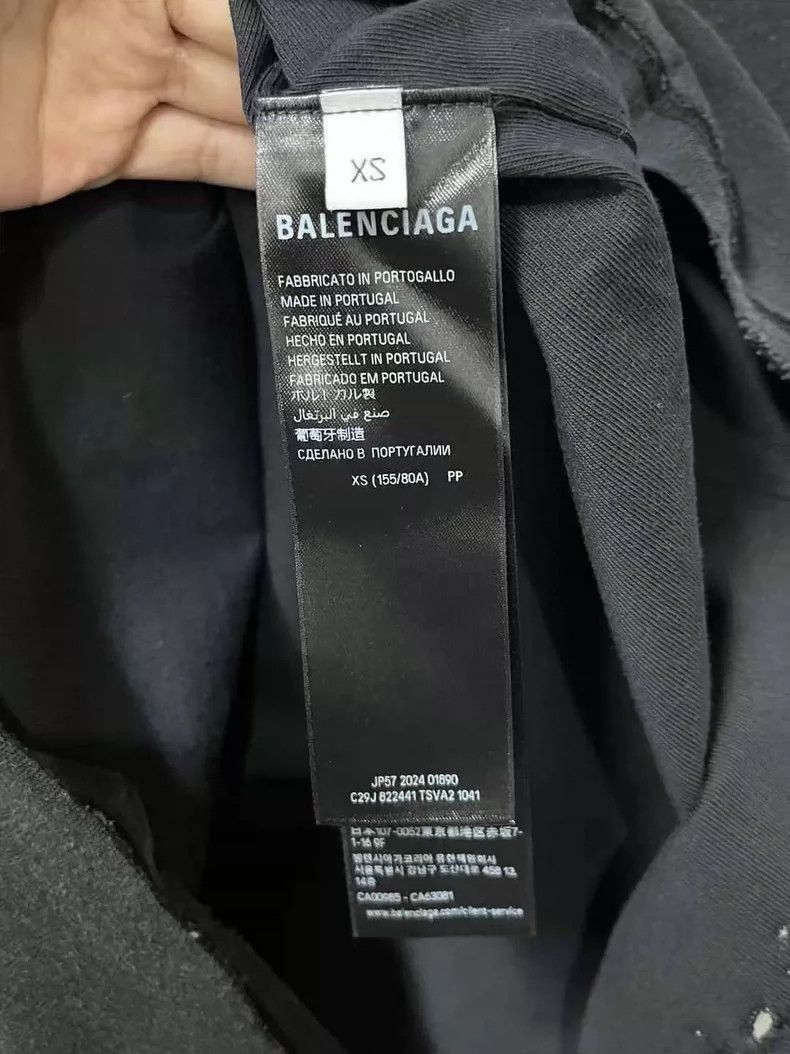 Balenciaga Balenciaga Black Gray Distressed Short Sleeve Top-2505 Size US XS / EU 42 / 0 - 6 Thumbnail