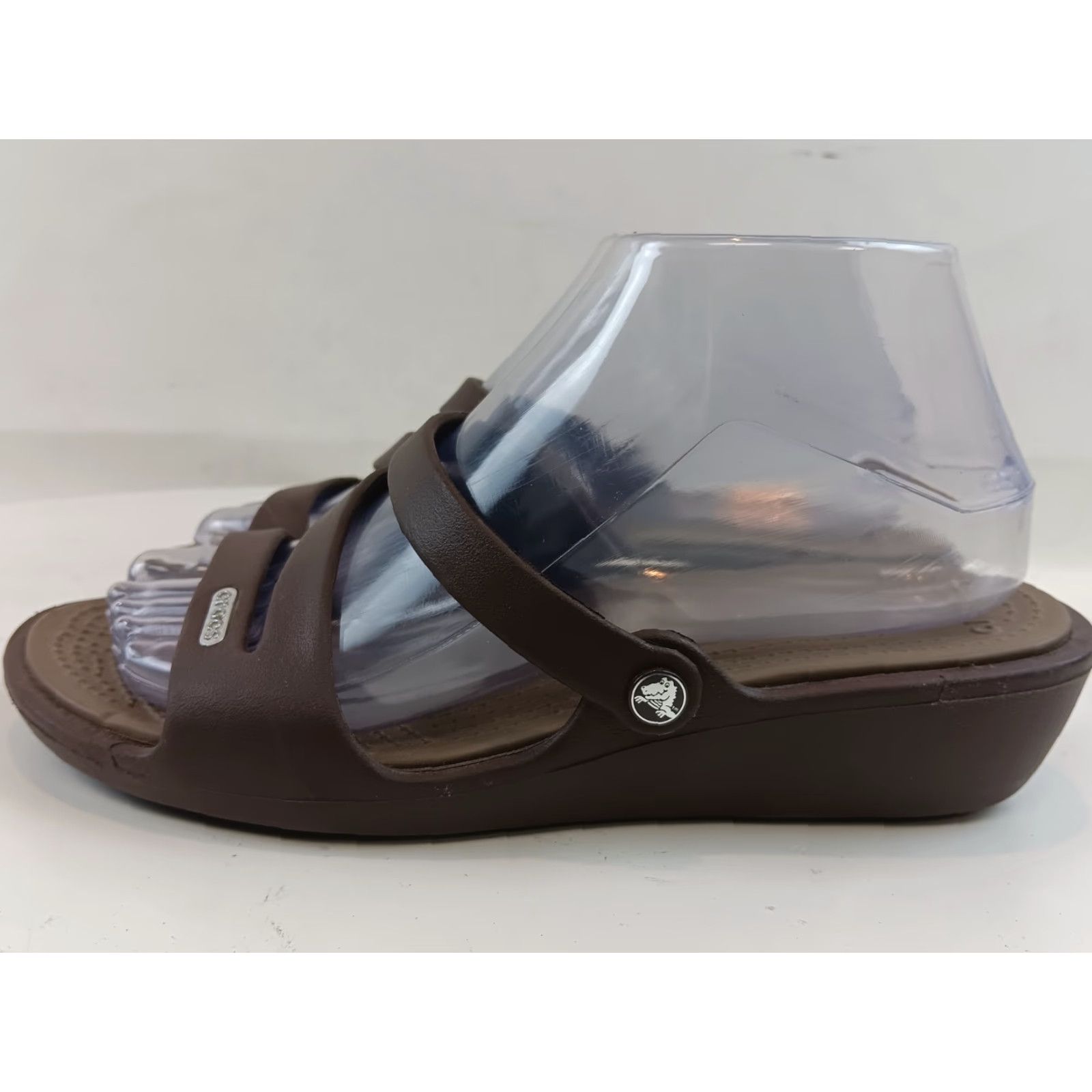 Crocs Crocs Sandals Slides Womens Size 7 Brown Strappy Platform Wedge Slip On Comfort Size US 7 / IT 37 - 6 Thumbnail
