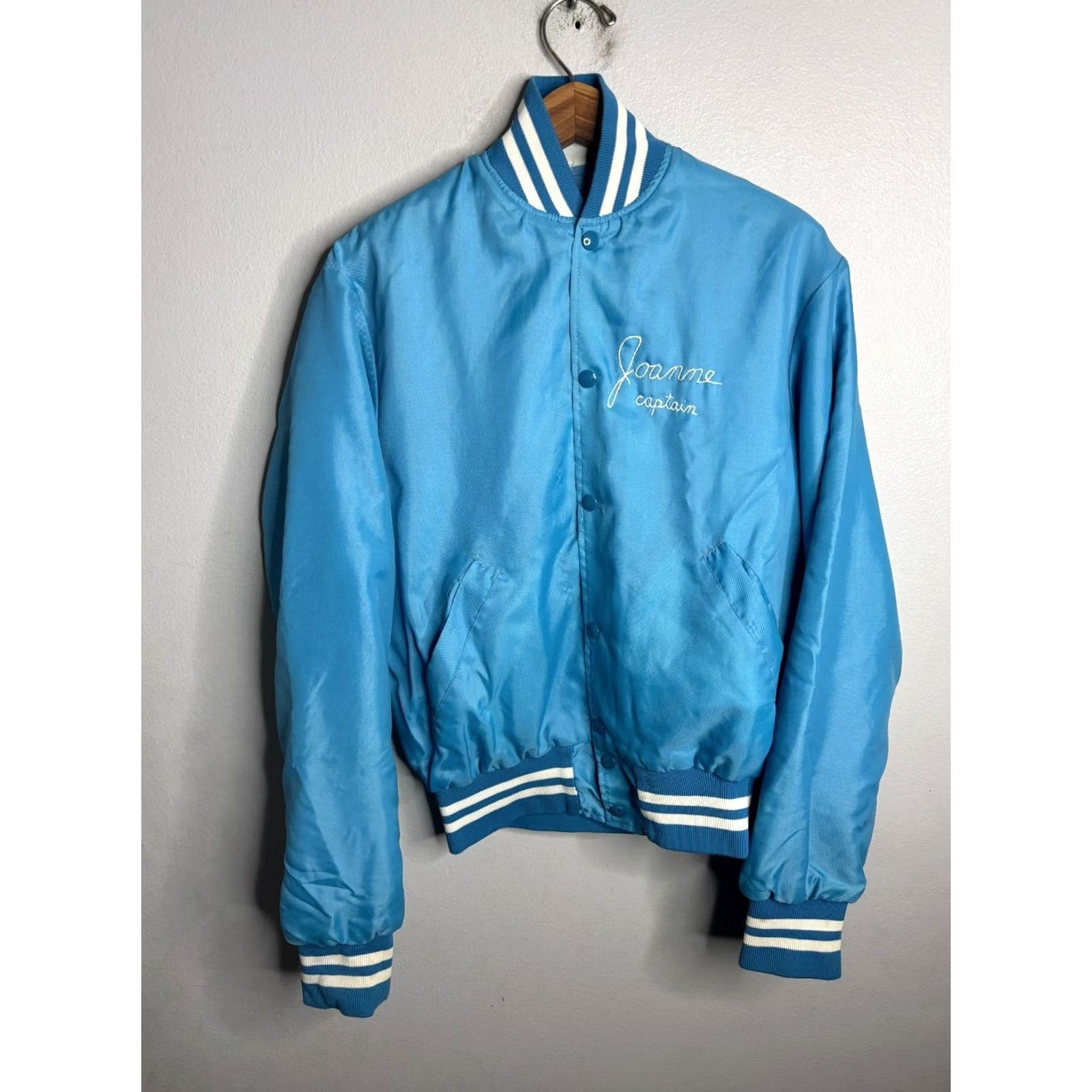 Vintage VINTAGE Unbranded Varsity Jacket Mens M Blue Fleece Lined 80s 70s Chainstitch Button Short 8/10 Size US M / EU 48-50 / 2 - 2 Thumbnail