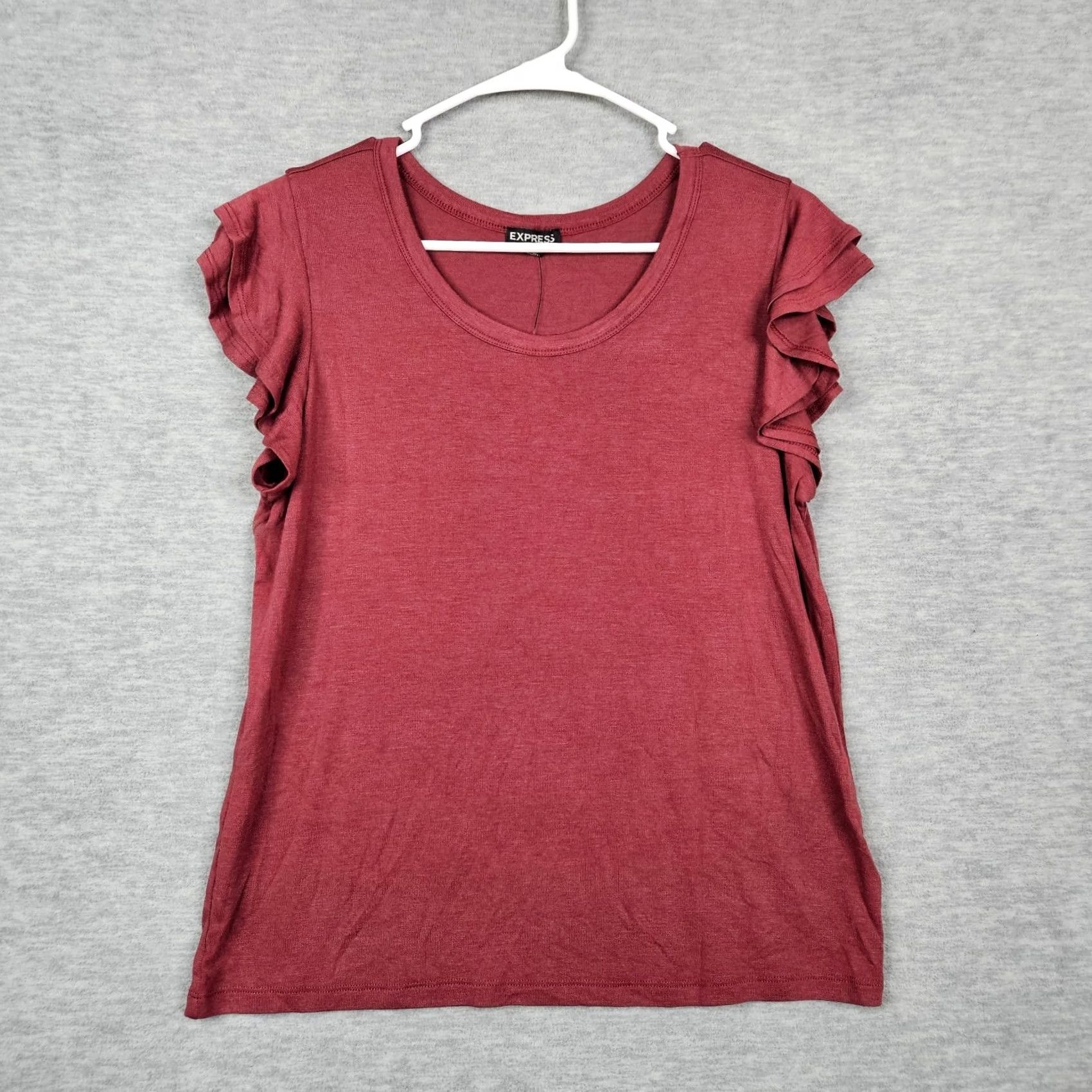 Express Express Size M Frill Lace Trim Round Neck Red Short Sleeve Tee NEW Size 32" / US 10 / IT 46 - 2 Thumbnail