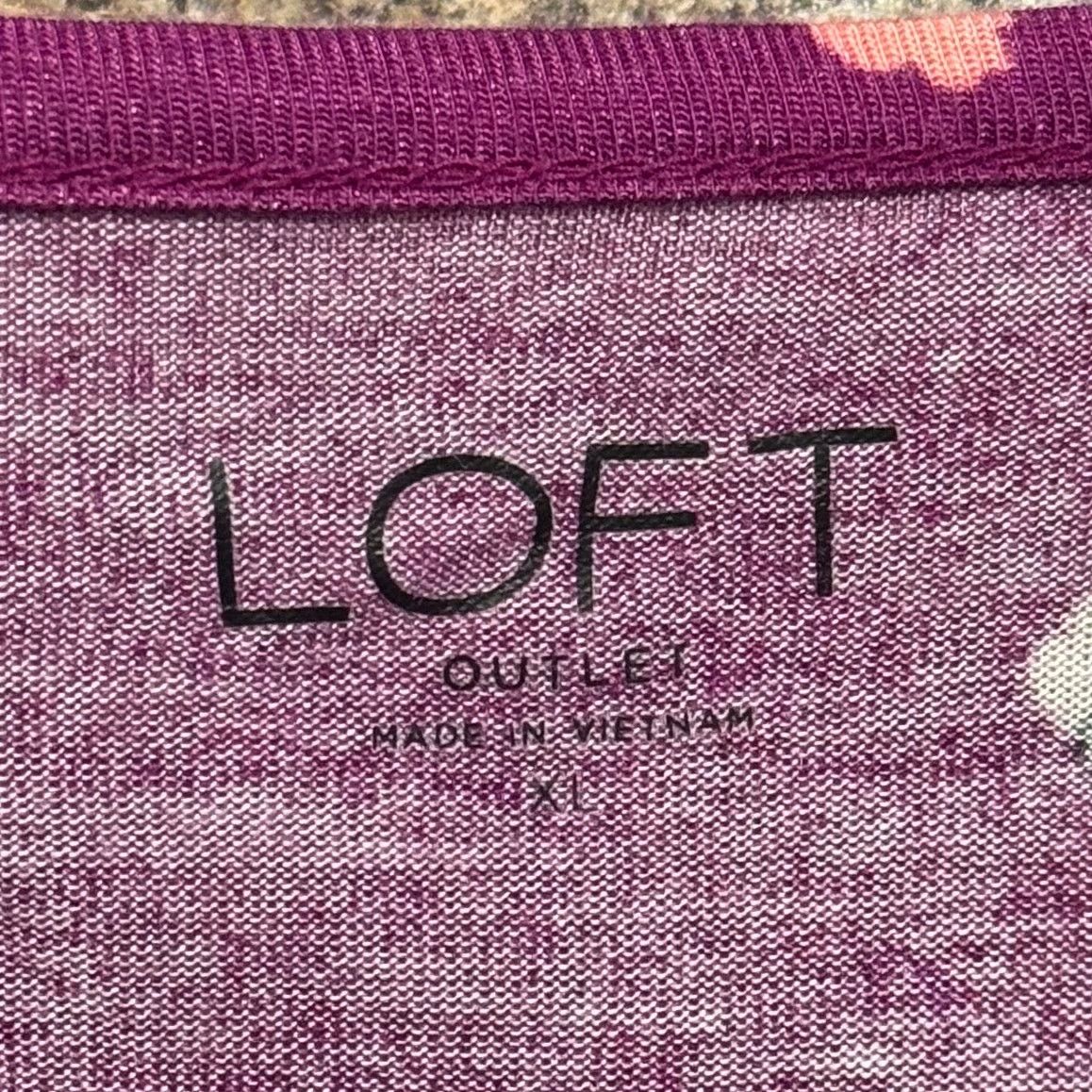 Loft NWT Loft Top Floral Ruffle Cottage Romantic Boho Purple XL Size XL / US 12-14 / IT 48-50 - 3 Thumbnail