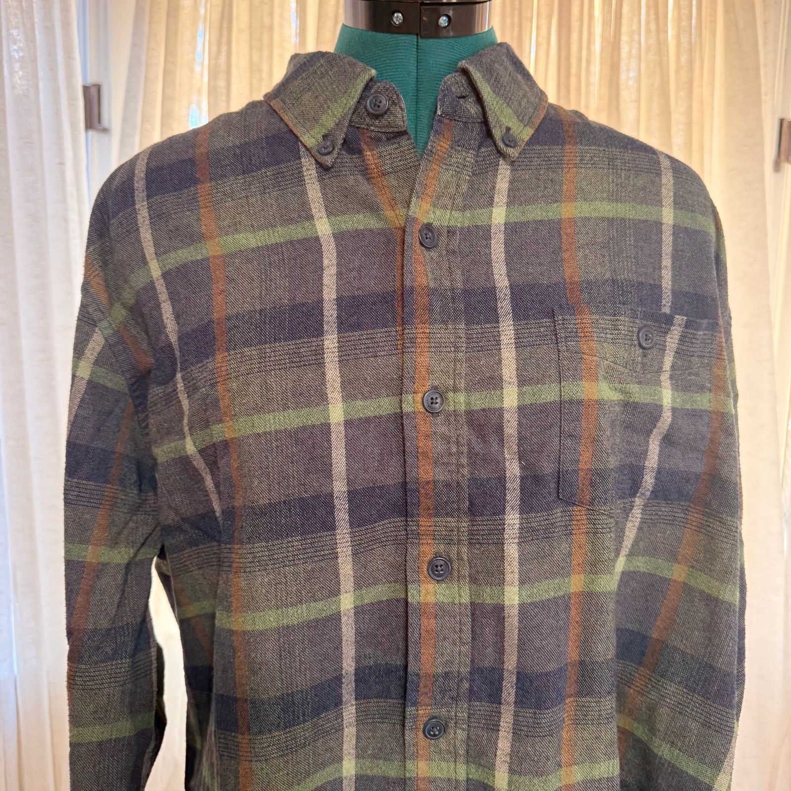 Weatherproof Weatherproof Vintage Olive Plaid Flannel Shirt | Sz L Size US L / EU 52-54 / 3 - 3 Thumbnail