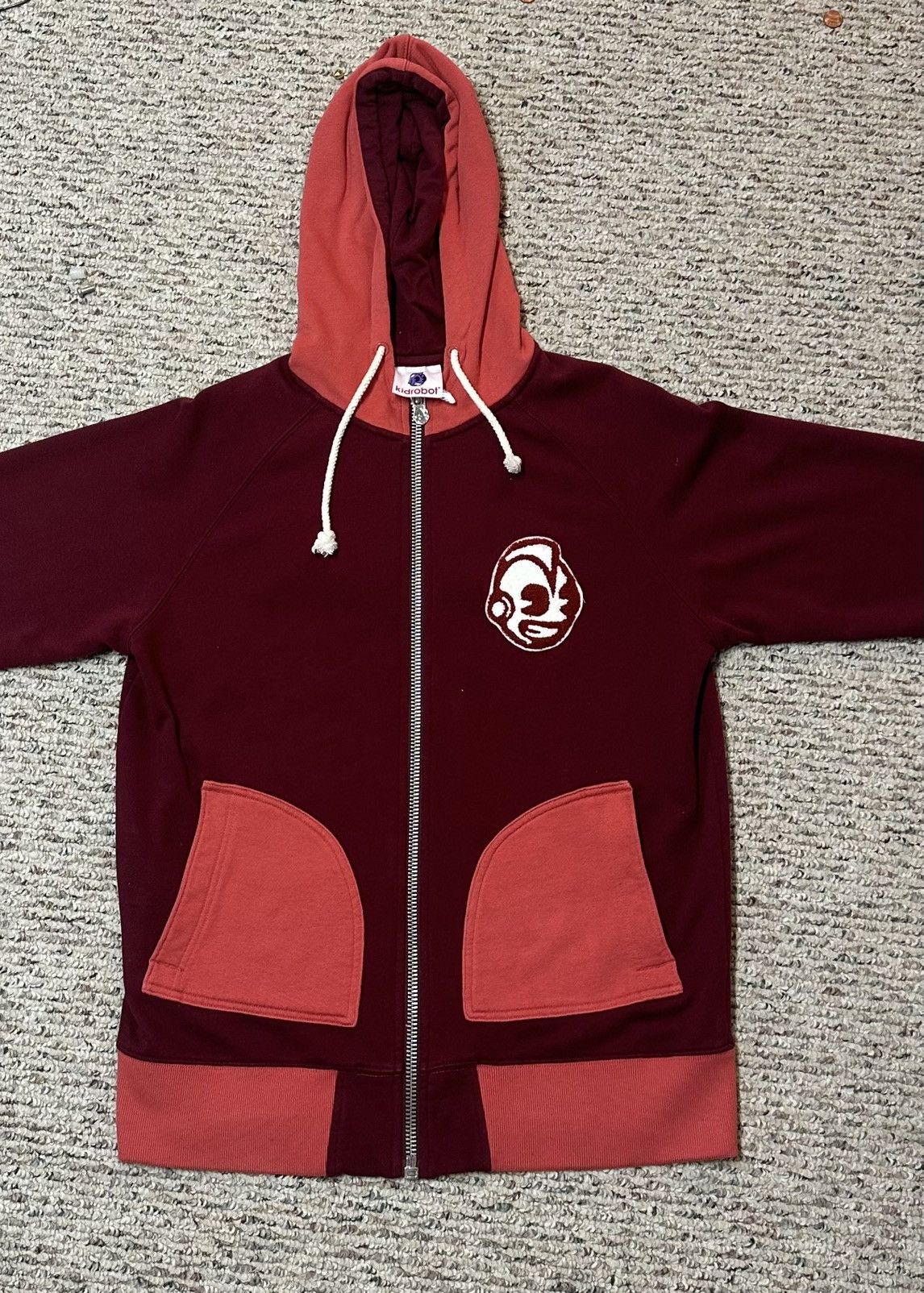 image of Kid Robot Kidrobot Full Zip Hoodie in Burgundy, Men's (Size Large)