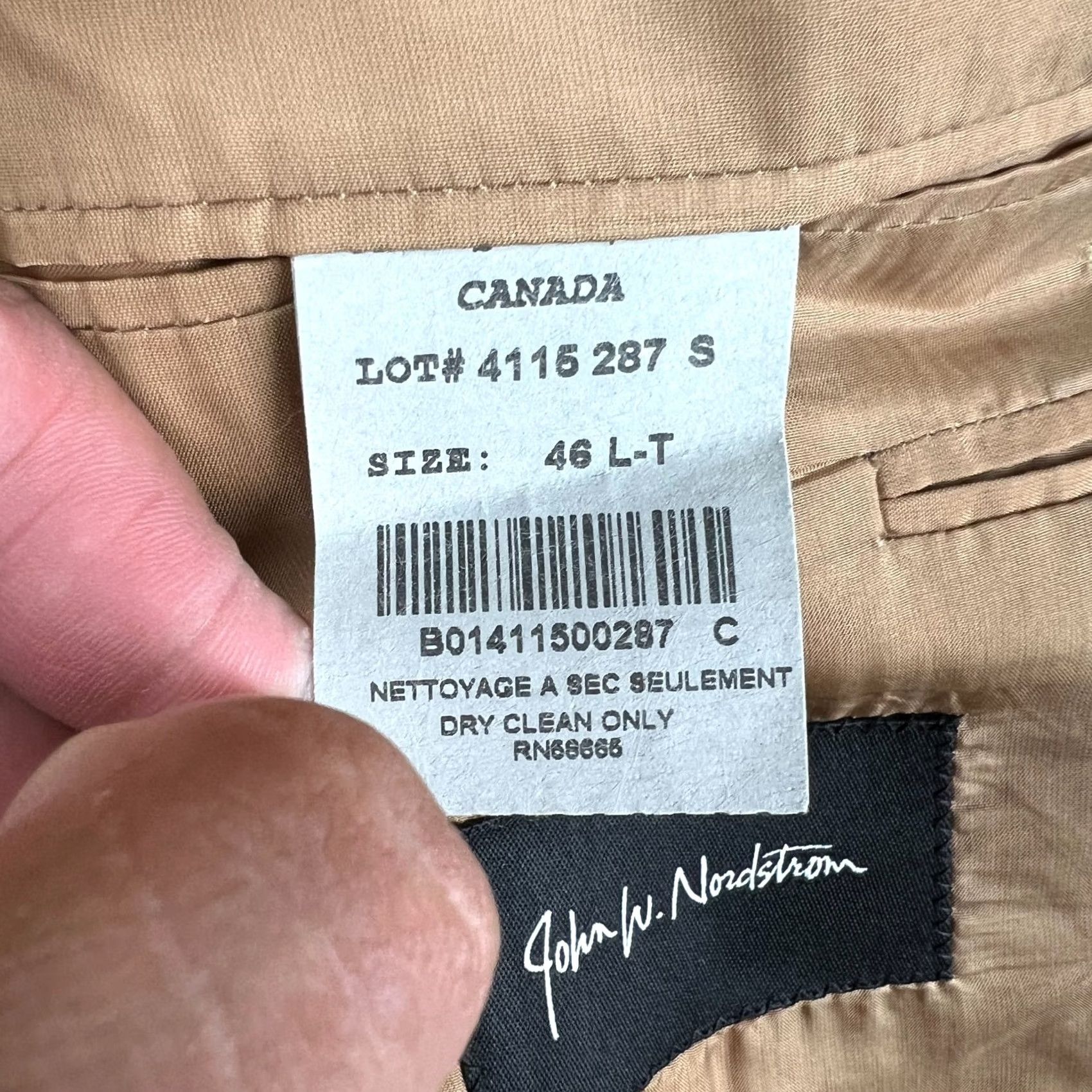 Loro Piana John W. Nordstrom Loro Piana 100% Cashmere Sport Coat Blazer 46L Mens Beige Size 46R - 5 Thumbnail
