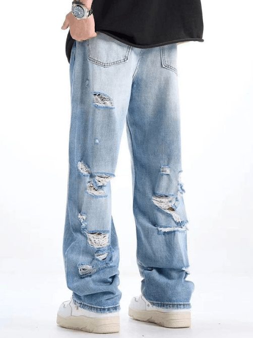 Japanese Brand × Jean Japanese retro simple washed light color ripped jeans Size US 32 / EU 48 - 1 Thumbnail