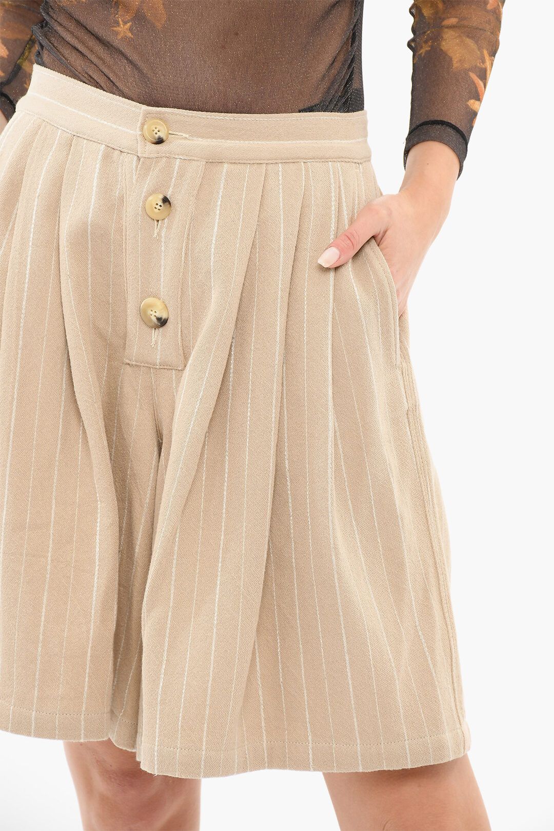 Opening Ceremony og1mm0824 Wide-Leg High-Waisted Shorts in Beige Size 30" / US 8 / IT 44 - 3 Thumbnail