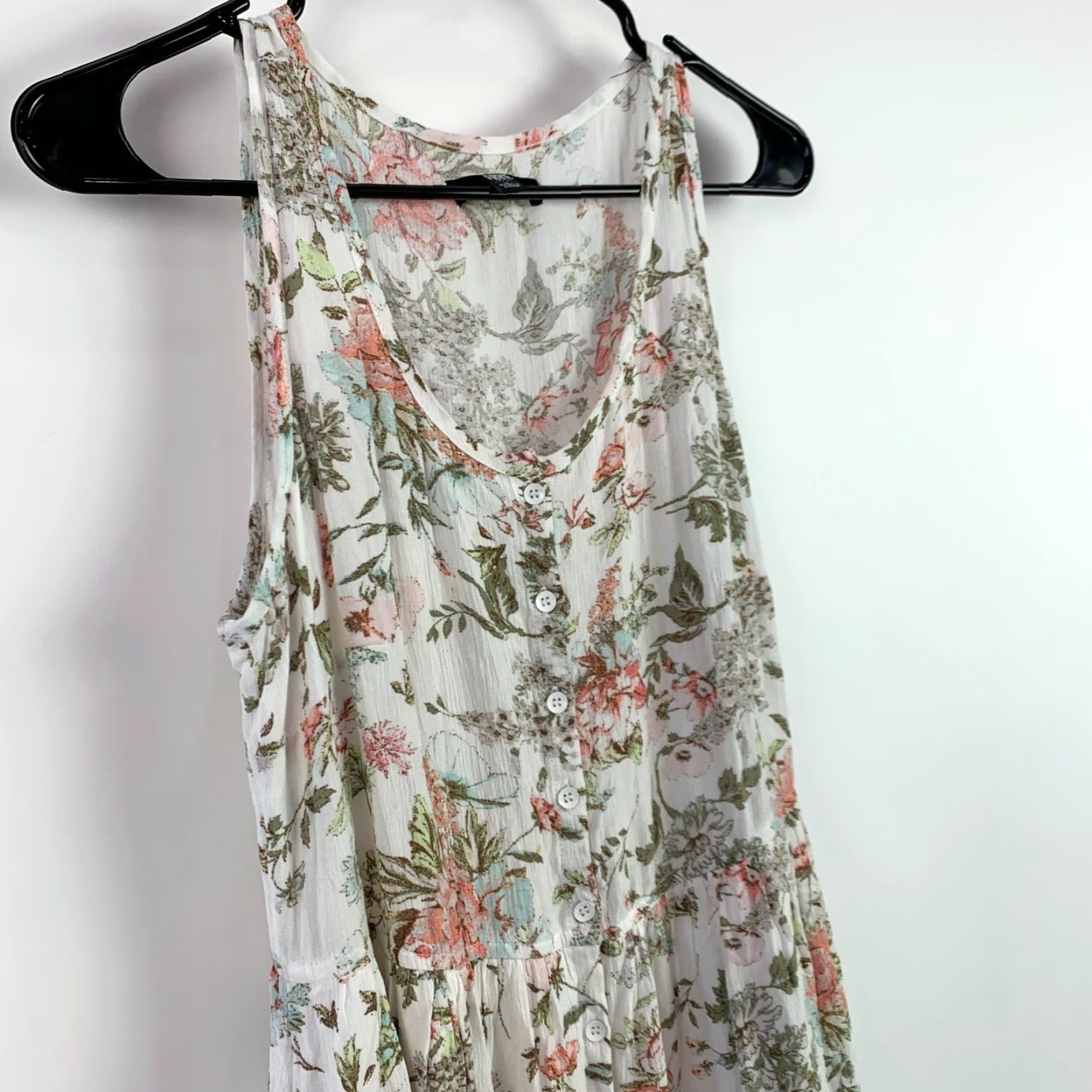 Frye Frye Sleeveless White Flowy Floral Western Boho Summer Dress Shirt Dress Small STAINS Size S / US 4 / IT 40 - 2 Thumbnail