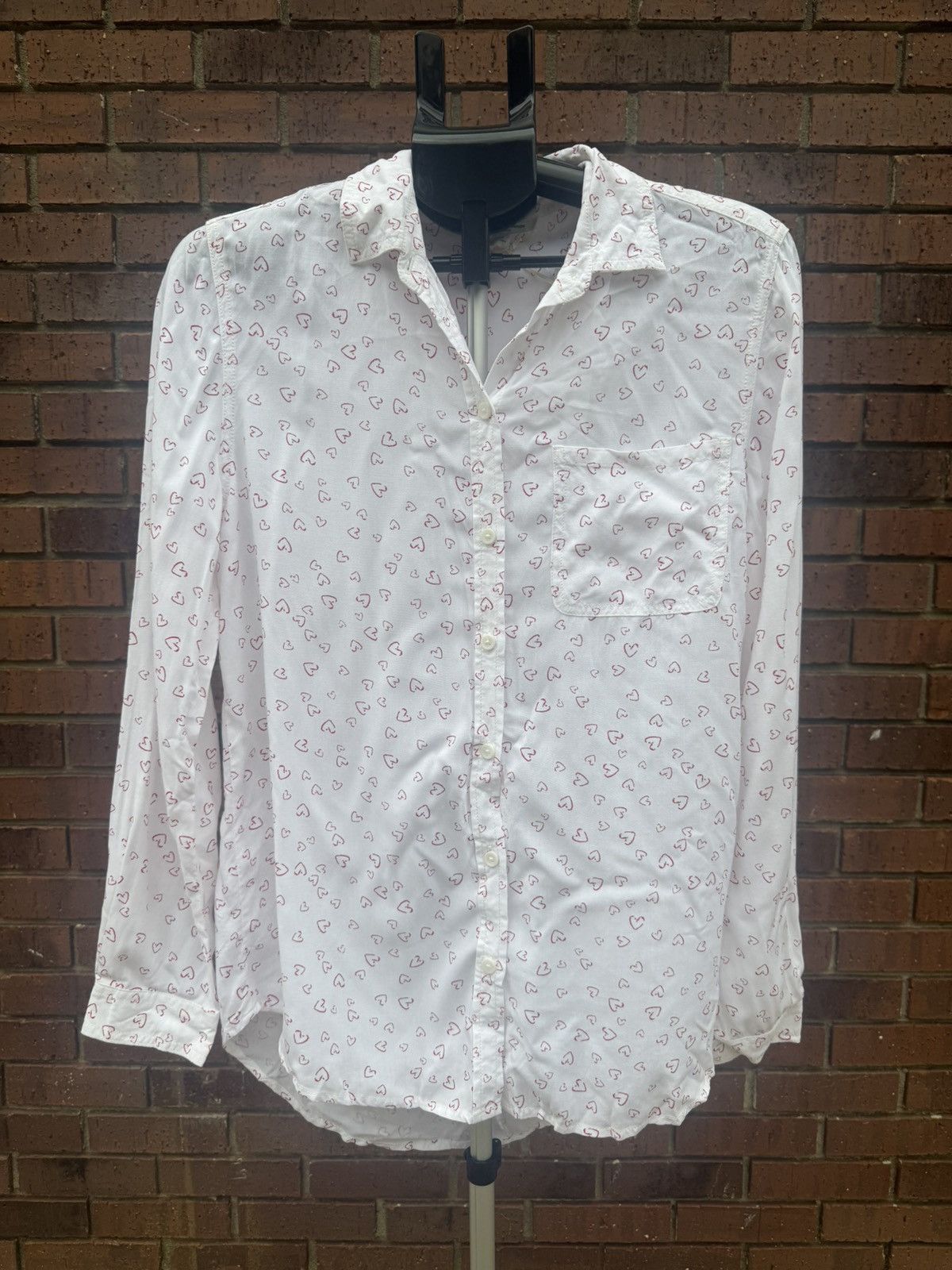 Other Beach Lunch Lounge Button Up Shirt Top White Red Heart Size M / US 6-8 / IT 42-44 - 1 Thumbnail