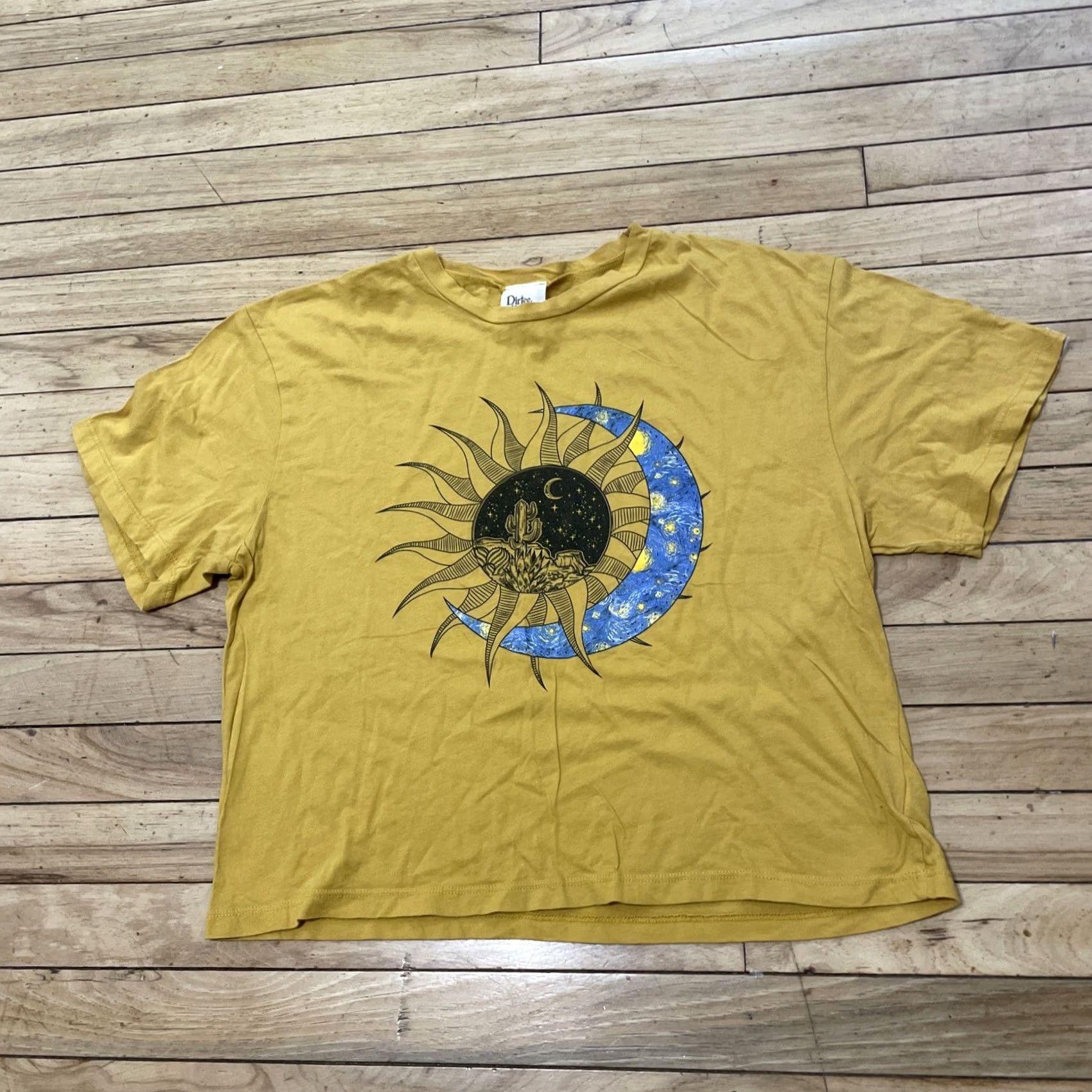 Vintage VINTAGE Dirtee Laundry Crop Top Shirt Women XL Y2k Fairy Sun Moon Desert Yellow 38" Size XL / US 12-14 / IT 48-50 - 3 Thumbnail