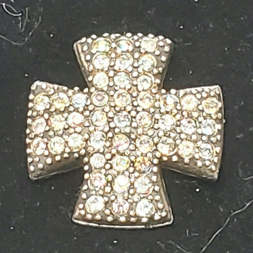 Other Clear Rhinestone Cross Silver Tone Vtg Unsigned 1" Size ONE SIZE - 4 Thumbnail