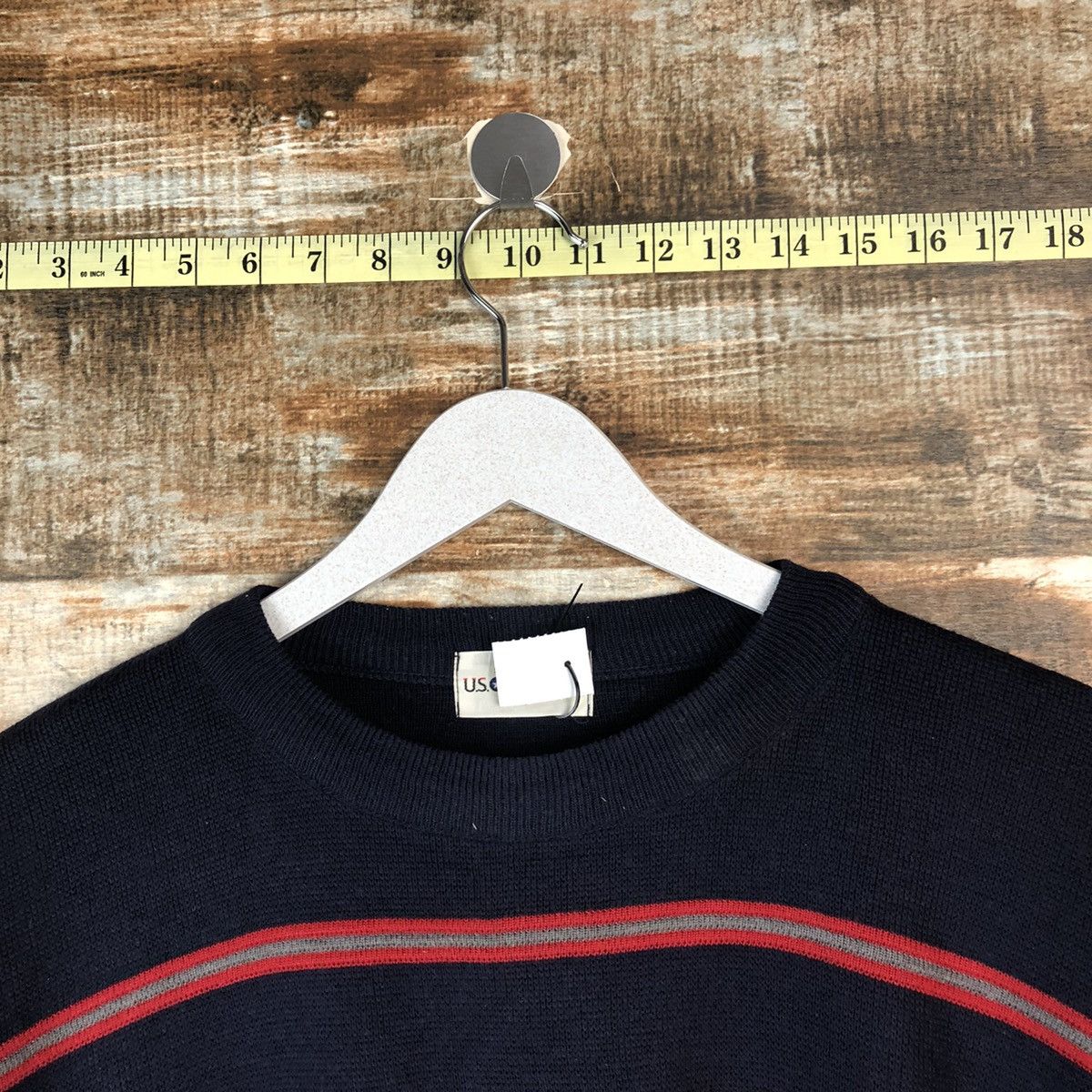 Homespun Knitwear × Japanese Brand US Pengolf Dark Blue Stripe Knitwear #A2061 Size US L / EU 52-54 / 3 - 4 Thumbnail
