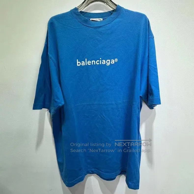 Balenciaga Balenciaga Klein Blue Logo Slogan Short Sleeve Size US S / EU 44-46 / 1 - 1 Thumbnail