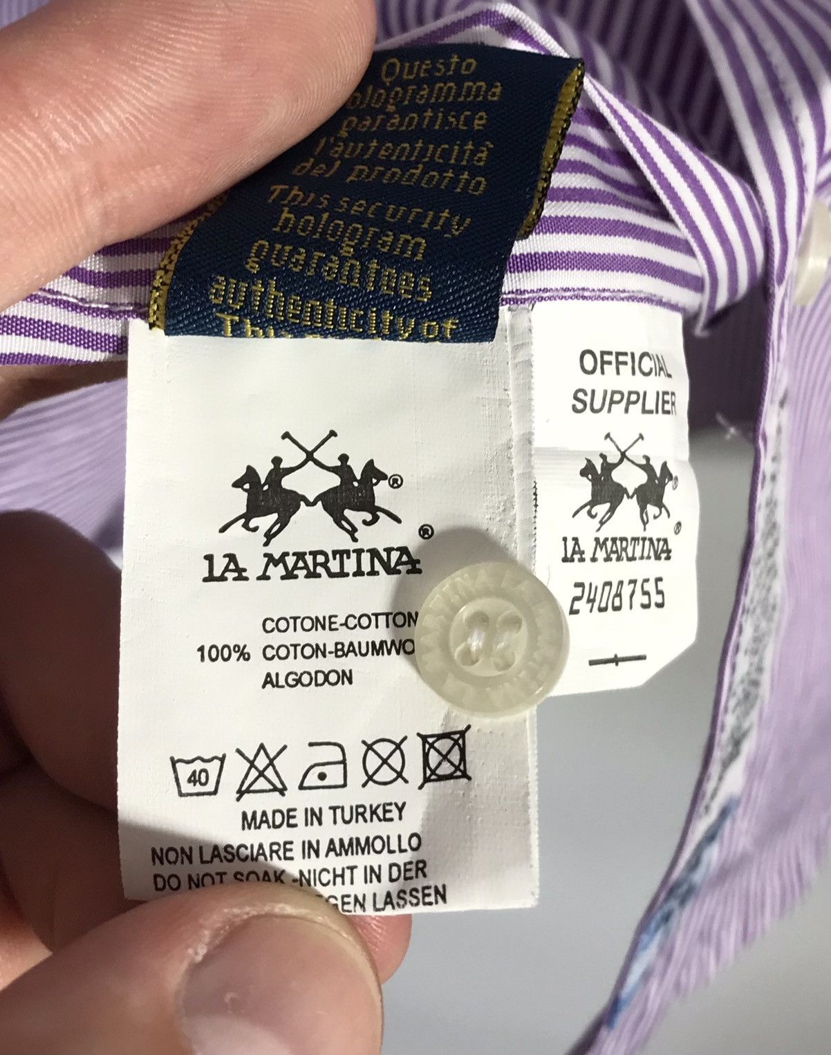 La Martina La Martina Polo Team Button Shirt Stripe Mens Sz M Size US M / EU 48-50 / 2 - 6 Thumbnail