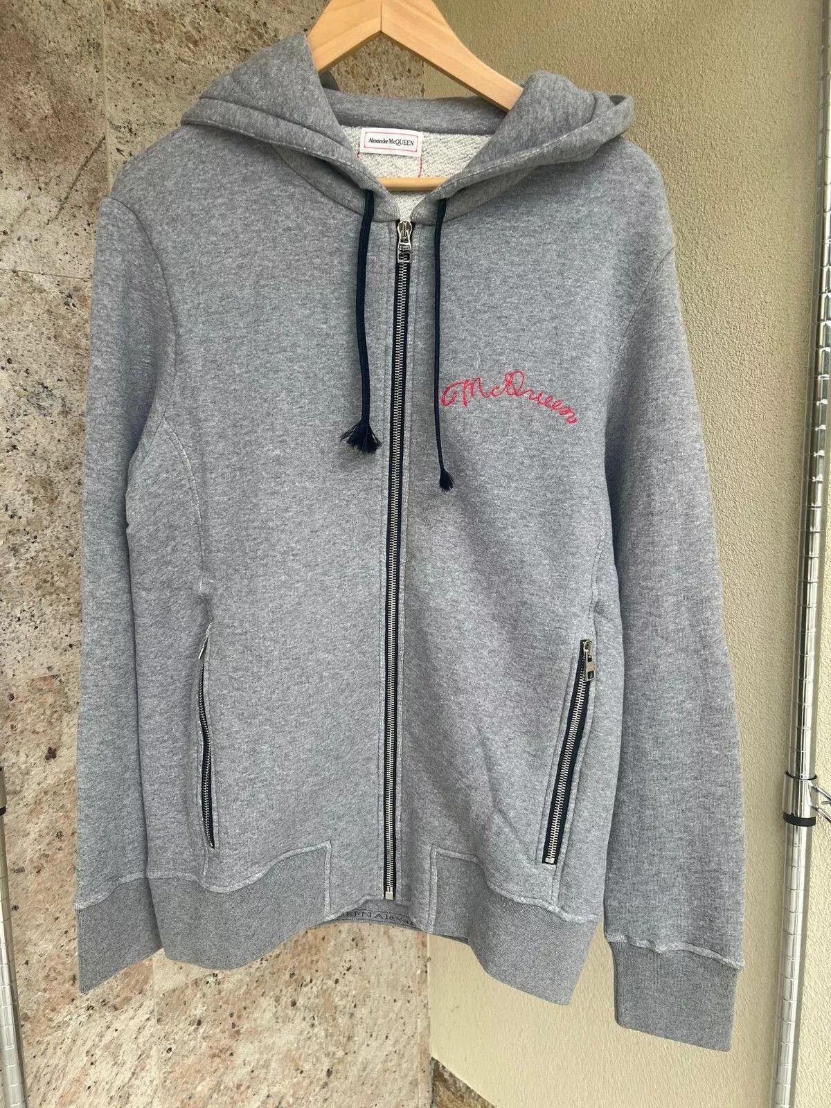 Alexander McQueen o1rshd1 Soft Cotton Logo Embroidered Crewneck Hoodie in Grey Size US M / EU 48-50 / 2 - 1 Thumbnail