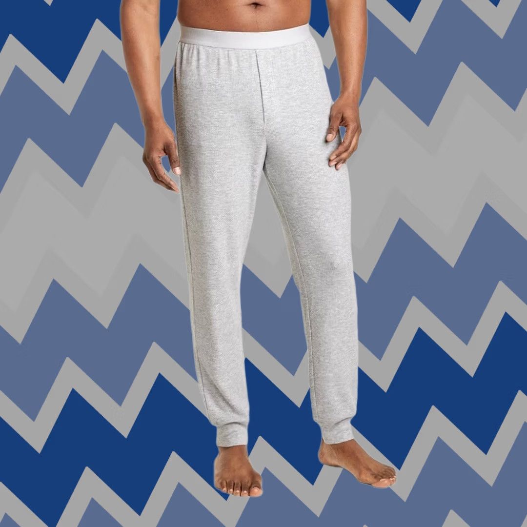 Vintage Wondershop Men's Pajama Pants - XL Gray Thermal Knit Pull On Waist Elastic Ribbed Cuff Holiday Christmas Mens Size US 36 / EU 52 - 1 Thumbnail