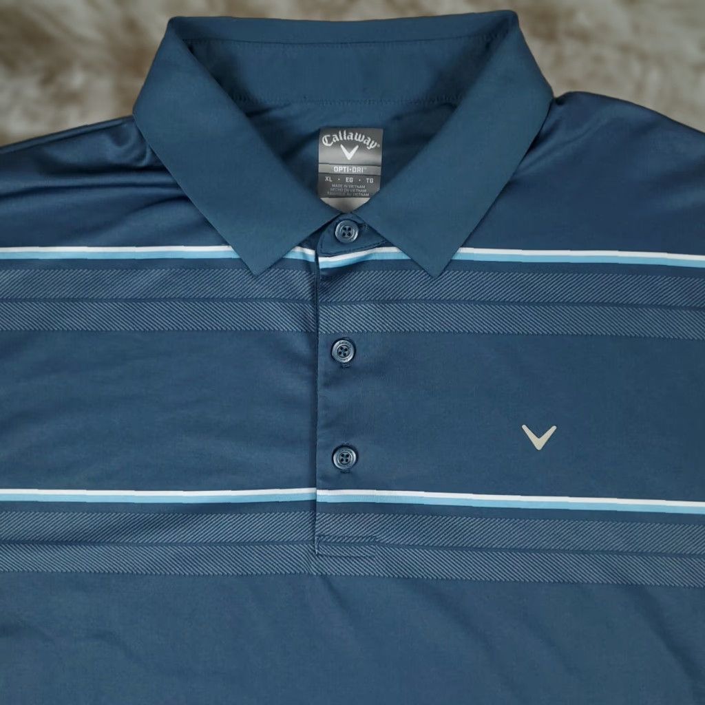 Callaway Callaway Polo Shirt Mens Size XL Blue Striped Opti Dri Fit Golf Short Sleeve Size US XL / EU 56 / 4 - 1 Thumbnail
