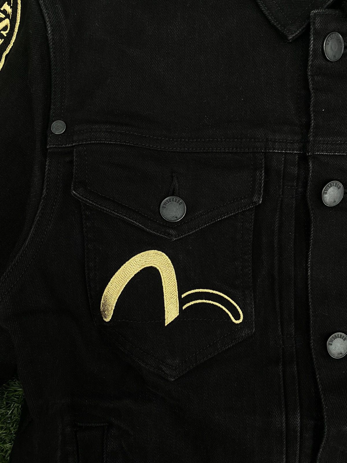 Evisu EVISUKURO GOLD SEA GULL BLACK DENIM JACKET Size US L / EU 52-54 / 3 - 3 Thumbnail