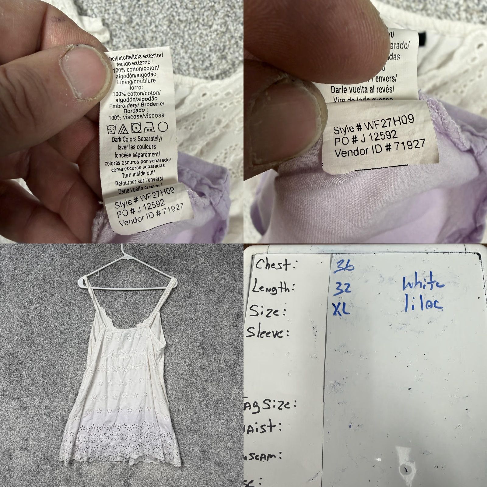 Vintage Calvin Klein Jeans Dress XL White Eyelet Sundress V-Neck Boho Chic Coquette Size 40" / US 18 - 8 Thumbnail