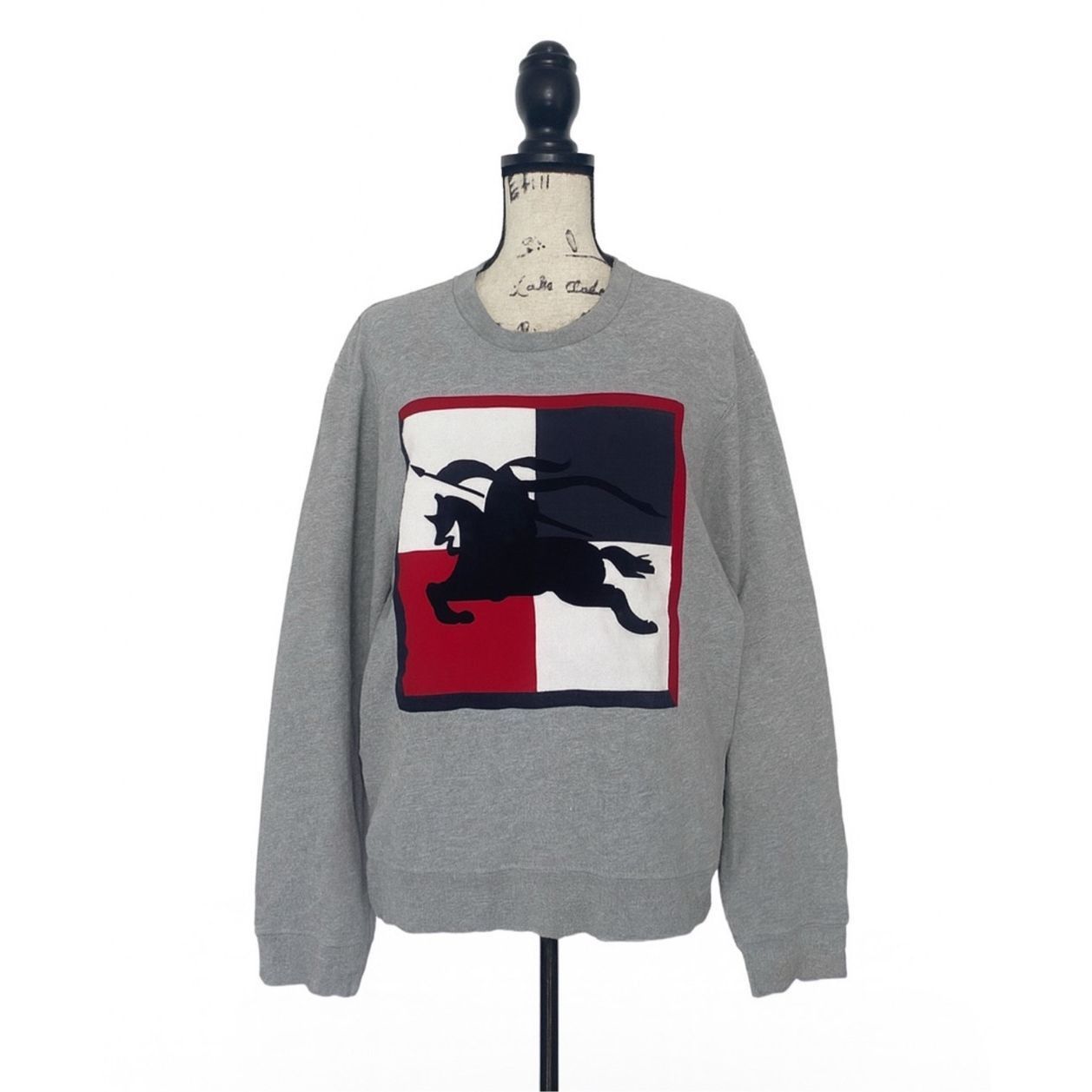 Burberry Burberry Grey Sweatshirt Large Logo Equestrian Knight Graphi Size L / US 10 / IT 46 - 1 Thumbnail