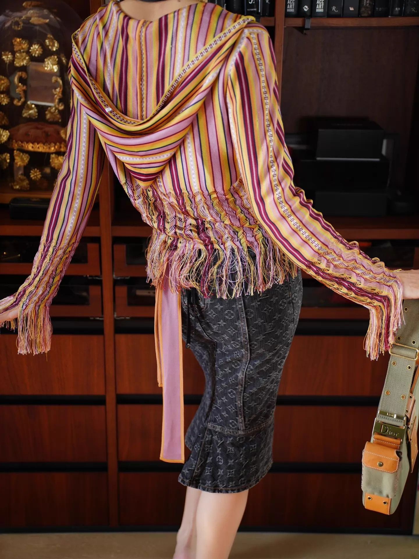 Dior Dior by John Galliano 2002 Striped Tassel Top fr42 Size M / US 6-8 / IT 42-44 - 7 Thumbnail