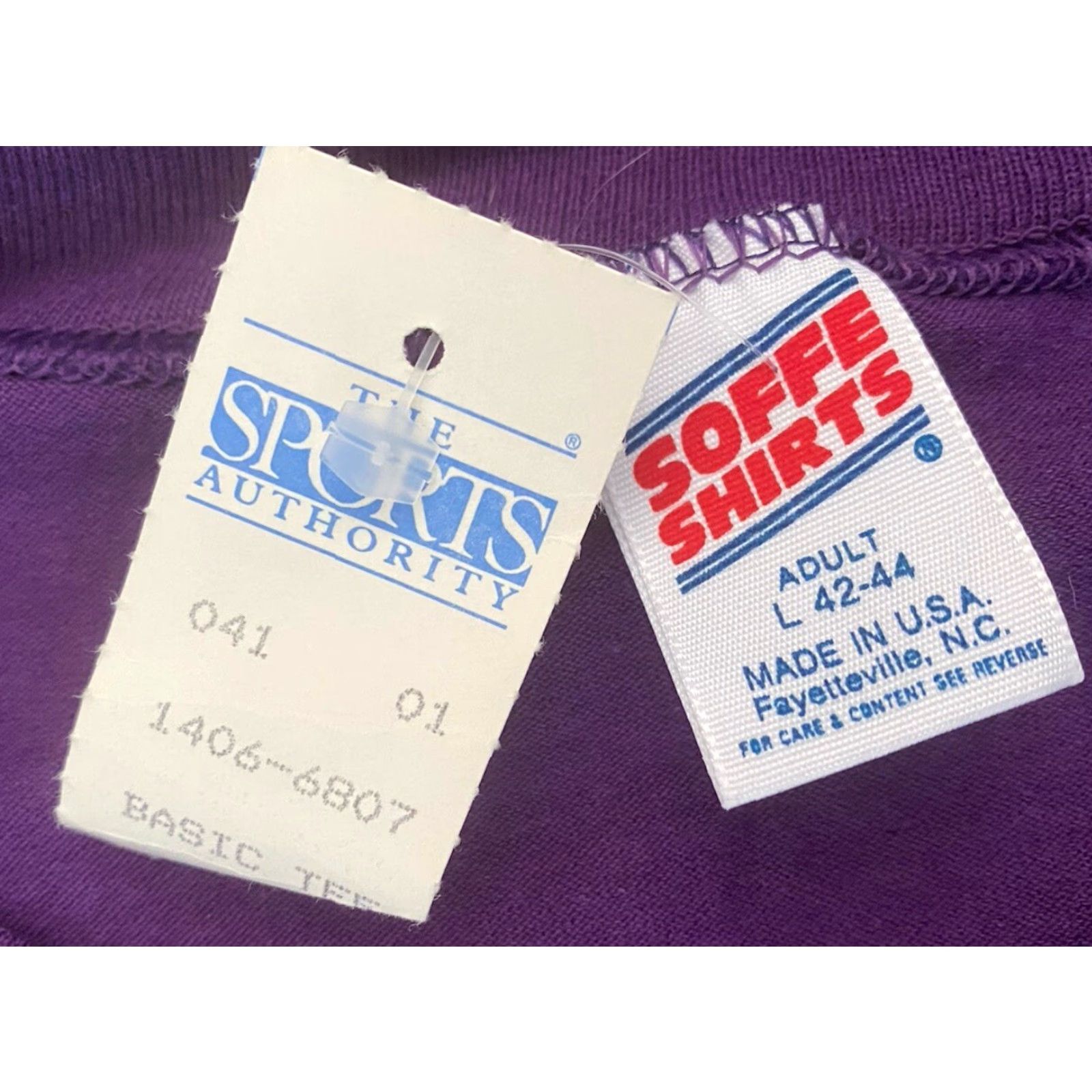 Soffe VINTAGE Soffe Shirt T-Shirt Short Sleeve Purple Adult L 42-44 90s USA Mens Size US L / EU 52-54 / 3 - 3 Thumbnail