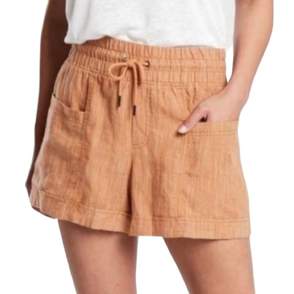 Athleta Athleta Cabo Linen Textured 4" Short in Brown, Size 26 Size 42" / US 20 - 1 Thumbnail