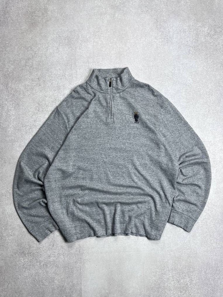 Polo Ralph Lauren × Vintage Vintage Polo Bear Ralph Lauren RL Quarter Zip Sweater XL Size US XL / EU 56 / 4 - 1 Thumbnail