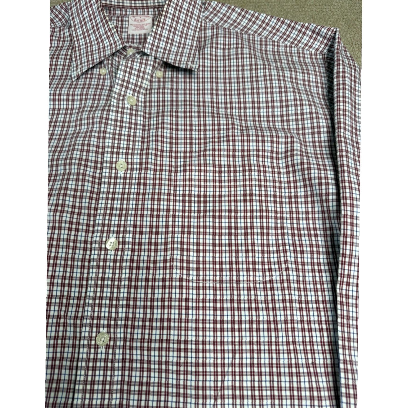 Brooks Brothers VINTAGE Brooks Brothers Mens Dress Shirt Long Sleeve Plaid Checkered Traditional Large Size 42R - 3 Thumbnail