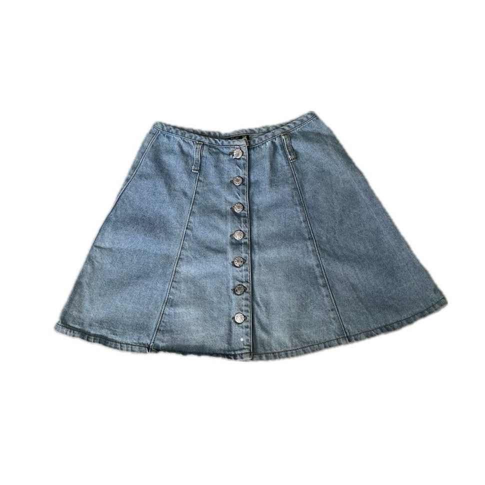 Vintage Y2k 90s Vintage Denim front button A-line skirt Women's 9 Size 28" / US 6 / IT 42 - 2 Thumbnail