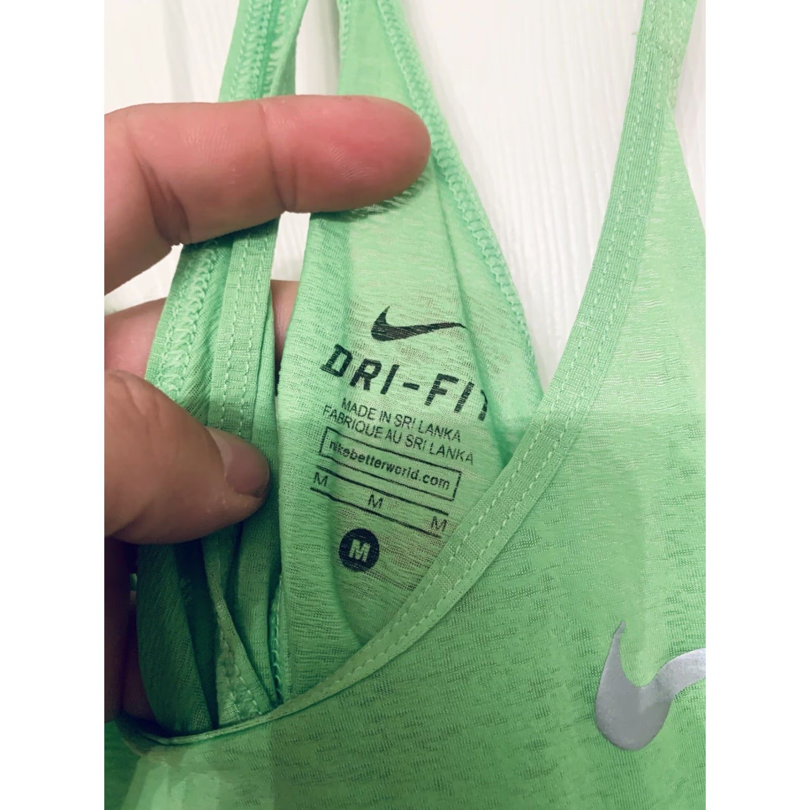 Nike Nike Dri-Fit Women's Racer Strappy Breeze Lightweight Tank Green M Shirt Women Sleeveless Activewear Size ONE SIZE - 3 Thumbnail