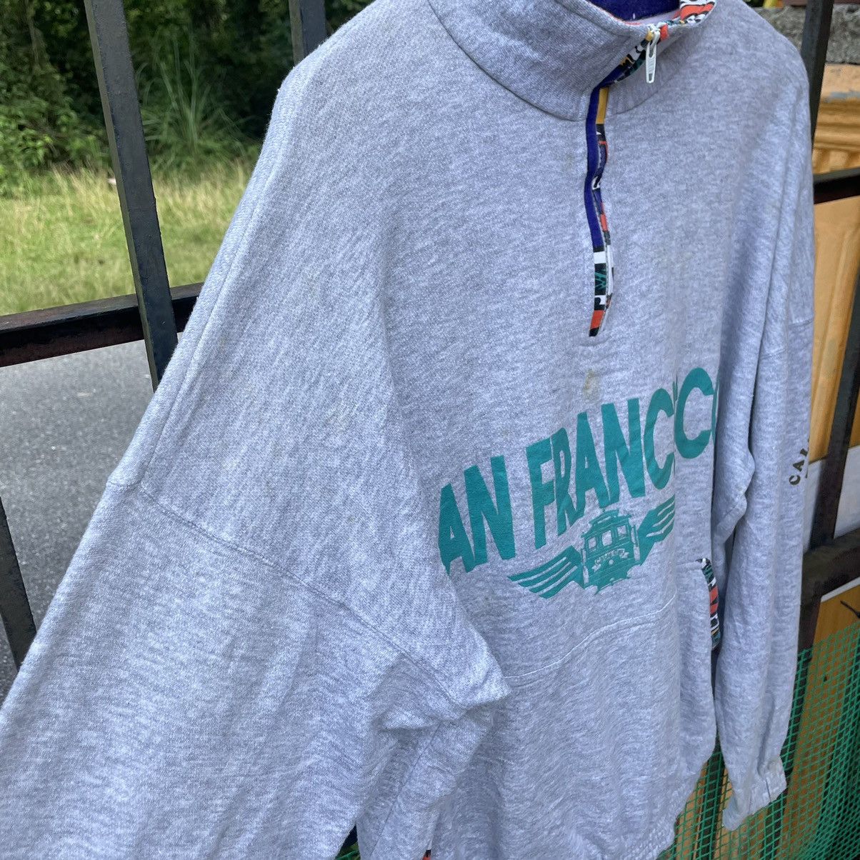 Vintage 🔥Vintage San Franciso Spellout Half Zipper Sweatshirts Size US XL / EU 56 / 4 - 8 Thumbnail
