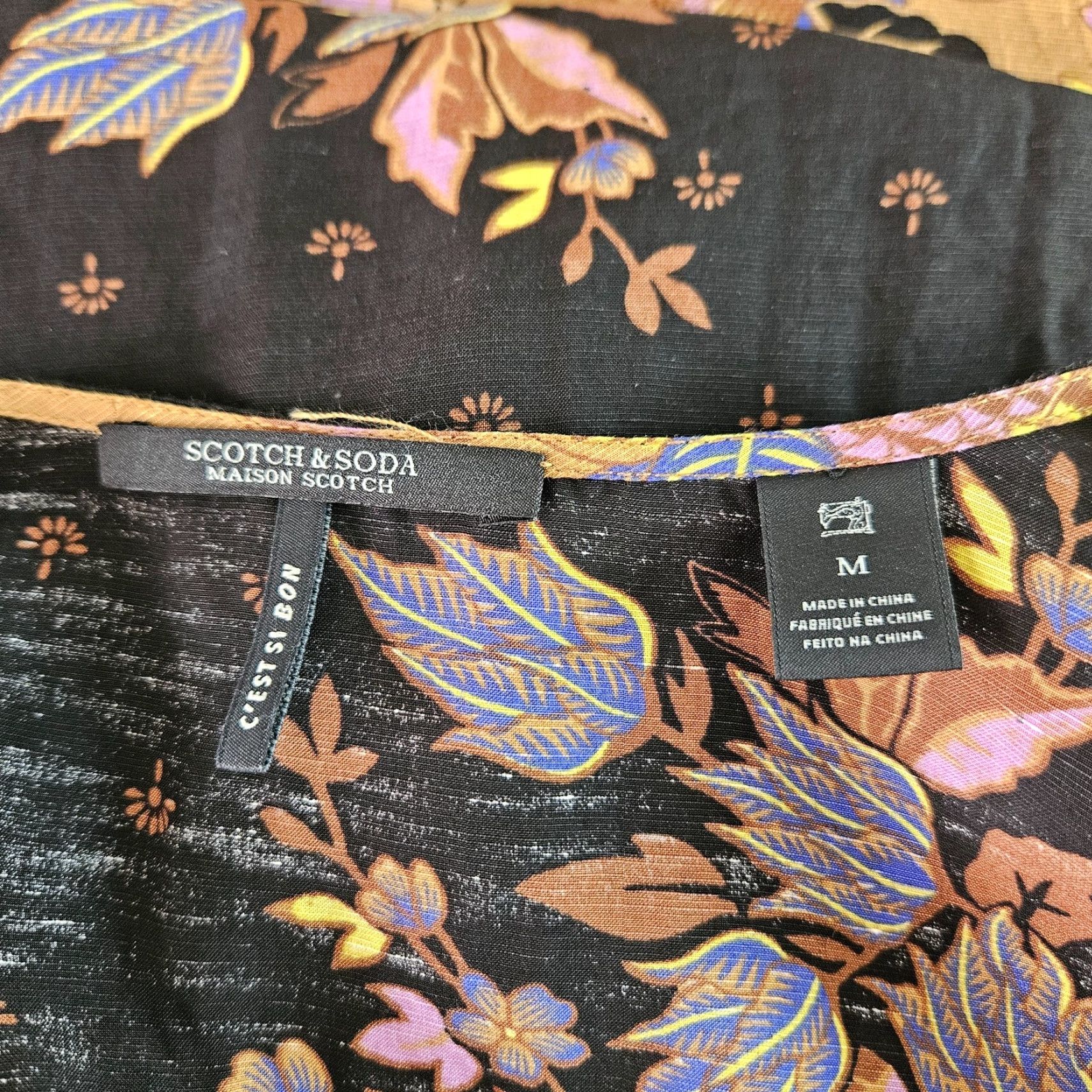 Scotch & Soda Scotch & Soda Womens Wrap Maxi Dress Sz Medium Black Floral Viscose Blend Linen Size M / US 6-8 / IT 42-44 - 5 Thumbnail
