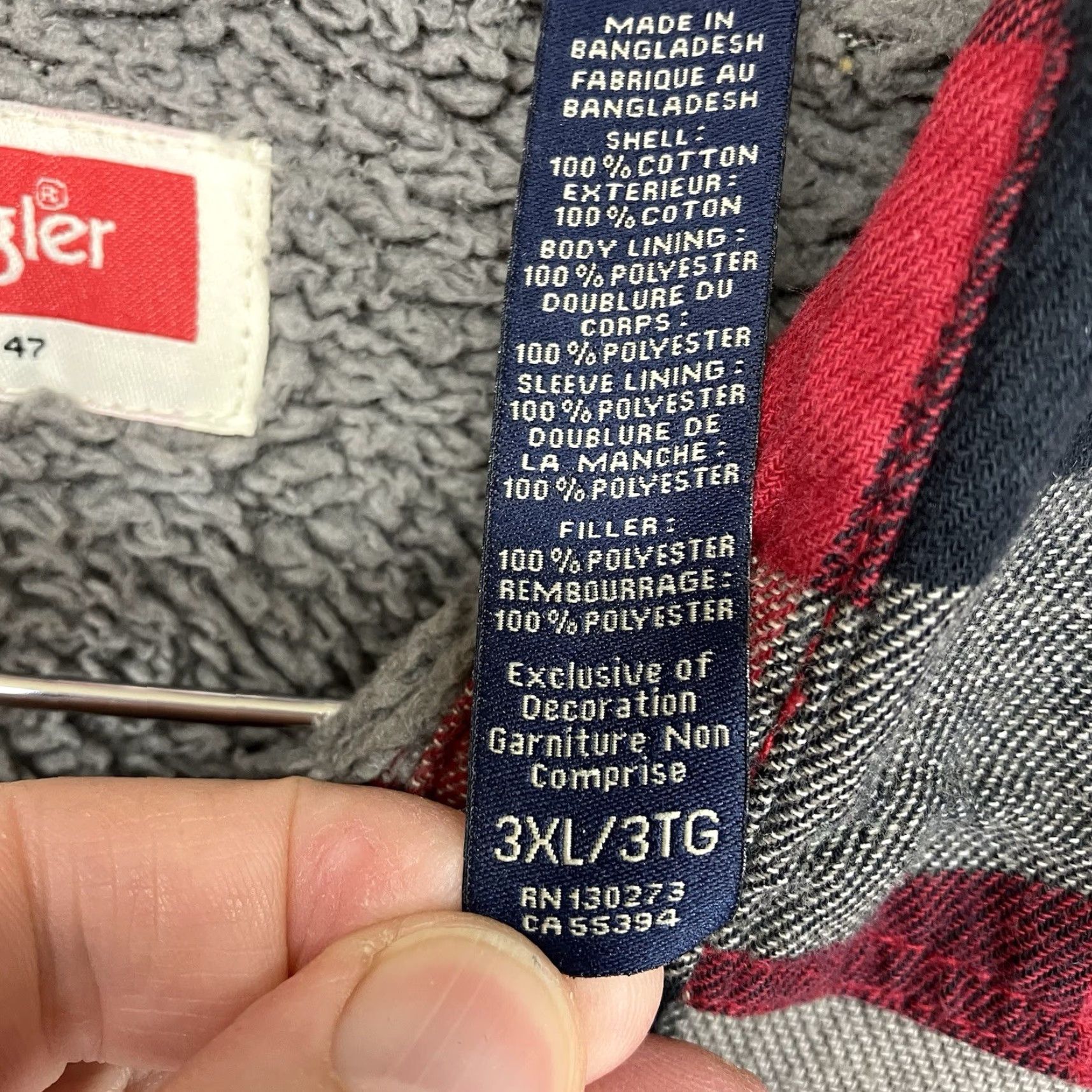 Wrangler VINTAGE Wrangler 3XL Mens Flannel Jacket Shacket Sherpa Lined Pockets 90s Plaid Blue) Size US XXL / EU 58 / 5 - 5 Thumbnail