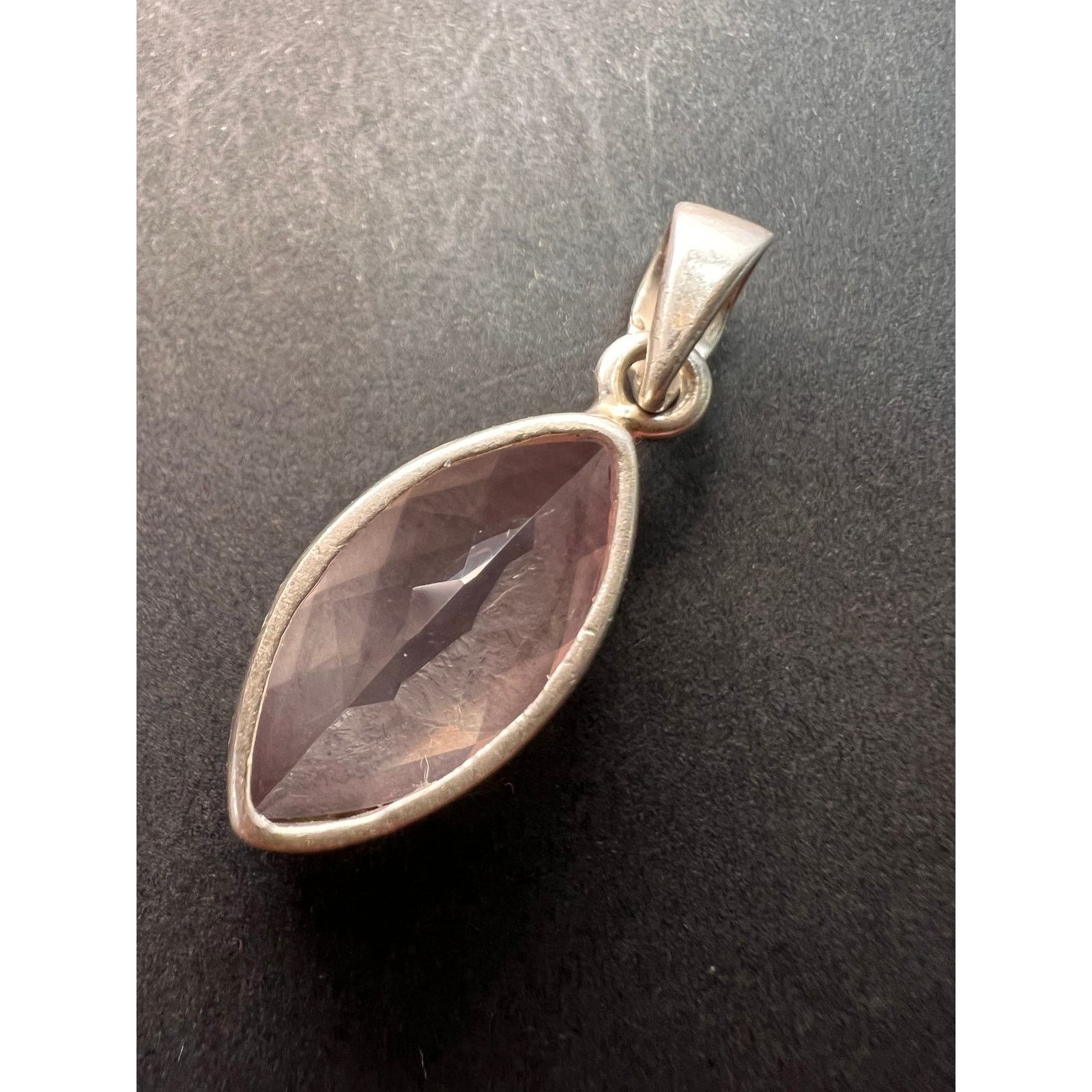 Other NEW Rose Quartz gemstone marquise sterling silver pendant Size ONE SIZE - 8 Thumbnail