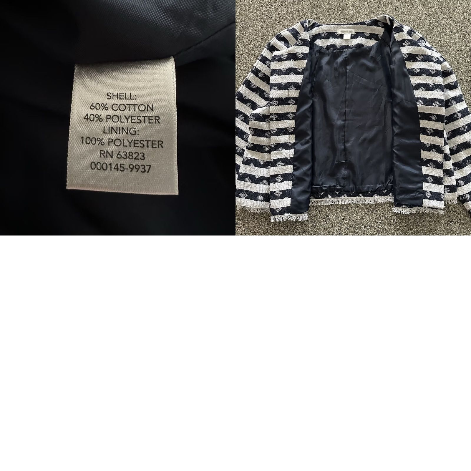 Vintage Christopher & Banks Jacket Womens XL Textured Button Up Fringed Hem Blazer Blue Size XL / US 12-14 / IT 48-50 - 8 Thumbnail