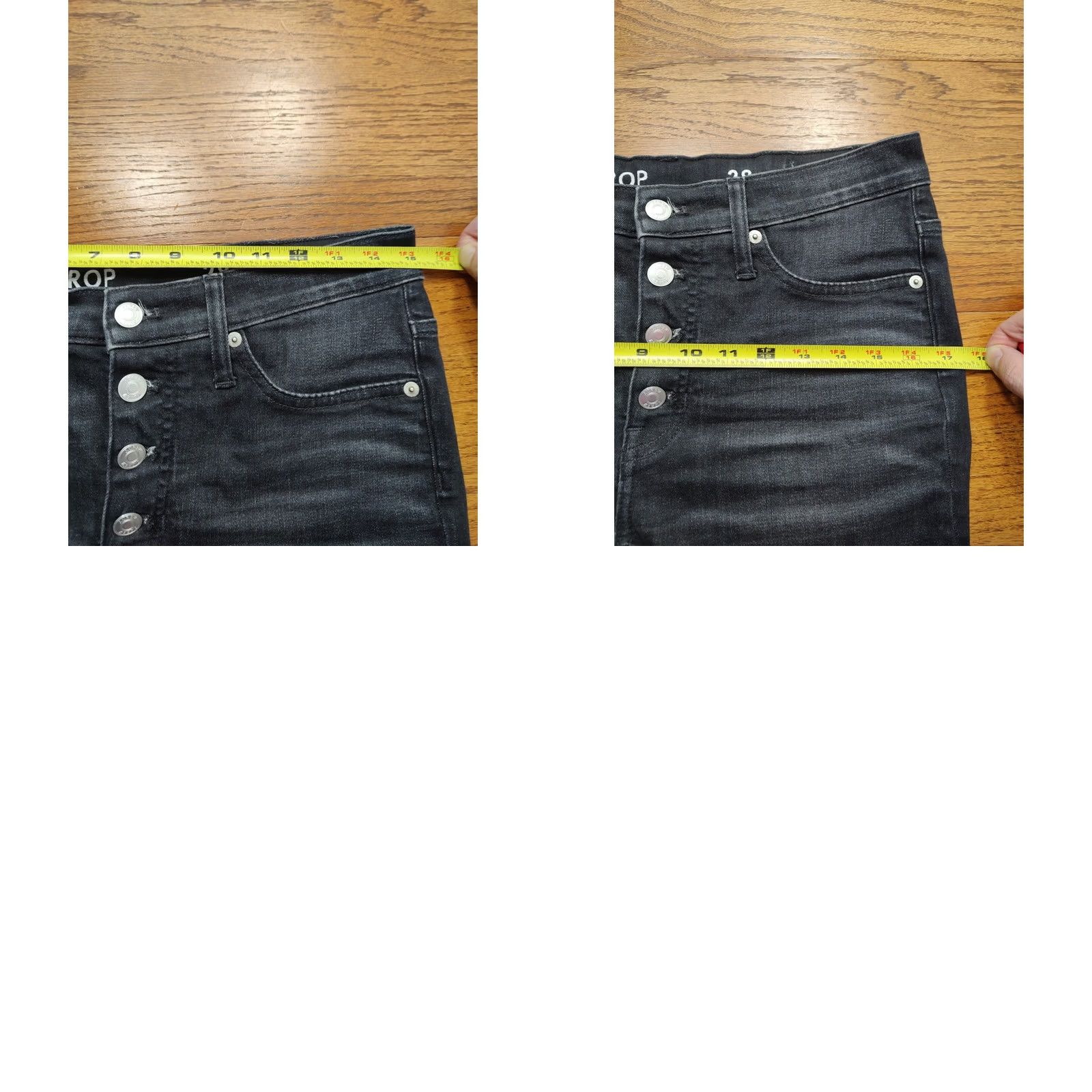 J.Crew VINTAGE J.CREW Jeans 9” Billie Demi Boot Crop Black Gray Button Fly Raw Hem Womens 28 Size 28" / US 6 / IT 42 - 10 Thumbnail