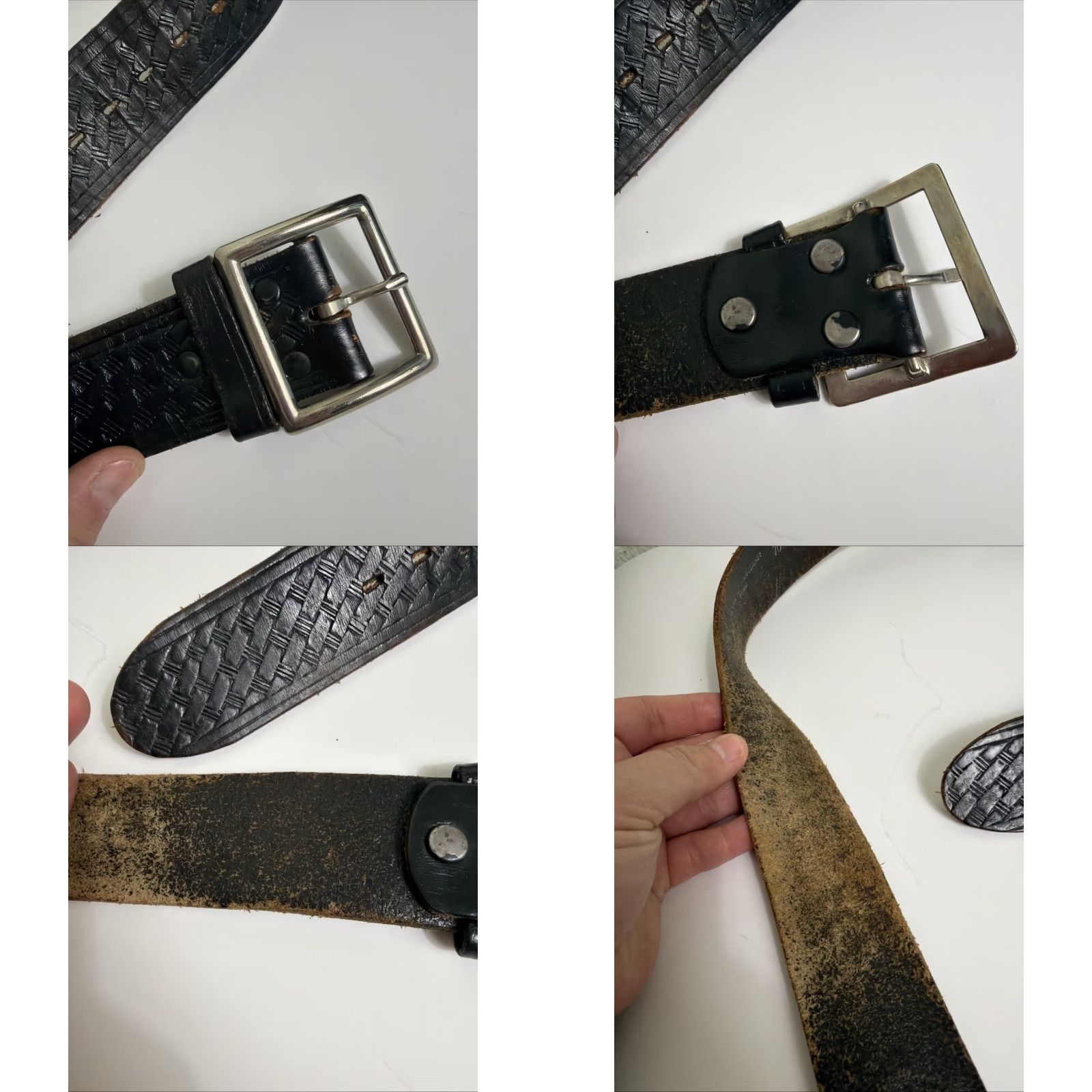 Vintage Butler’s Uniform Mens Belt 38 Brown Leather Embossed Distressed Leather Belt Size 38 - 8 Thumbnail