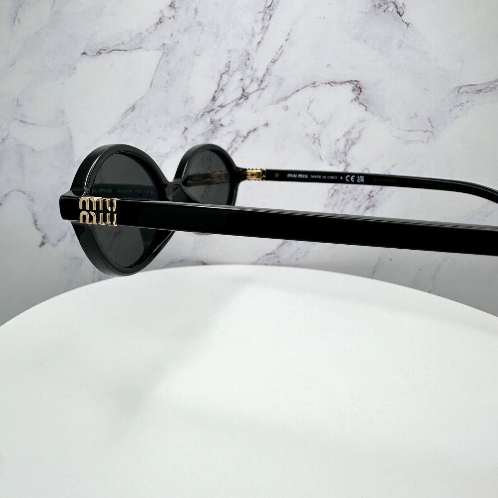 Miu Miu MIU MIU Sunglasses New Black Slim Gold Metal Logo Authentic Size ONE SIZE - 12 Thumbnail
