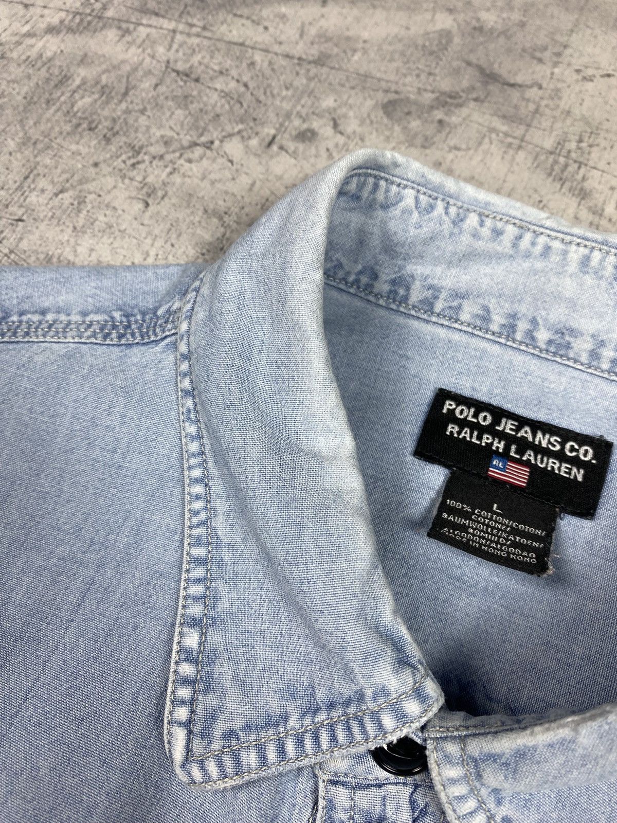 Polo Ralph Lauren Vintage Polo Jeans Co Ralph Lauren Distressed Denim Shirt Size US L / EU 52-54 / 3 - 7 Thumbnail