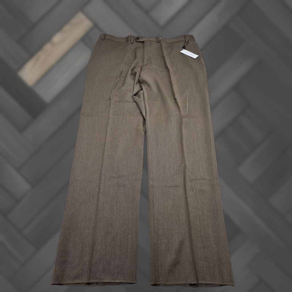 Calvin Klein Calvin Klein Dress Pants Mens 46 Wool Flat Front Straight Leg Brown NWT Unhemmed Classic Formal Business Pants Size US 30 / EU 46 - 1 Thumbnail