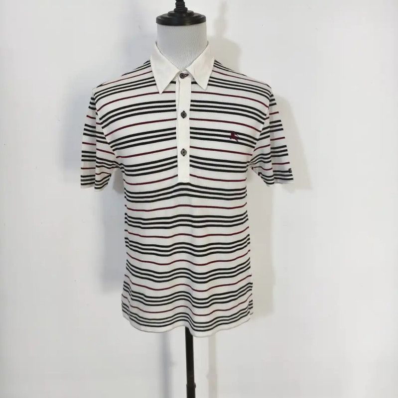 Burberry Burberry Men's Summer White Striped Polo Shirt Size US M / EU 48-50 / 2 - 1 Thumbnail